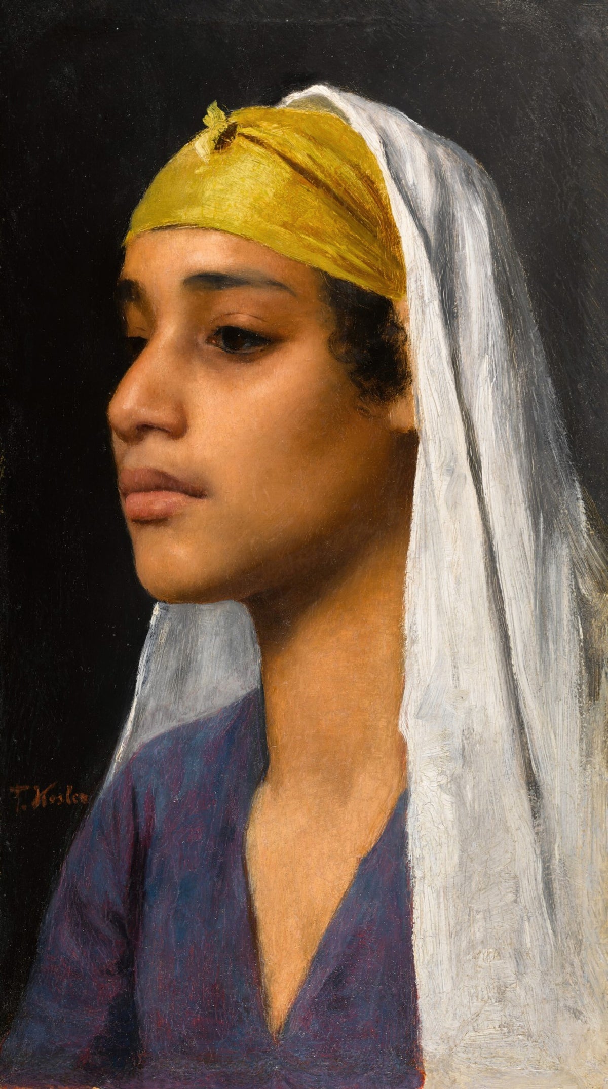 Franz Xaver Kosler — Young Woman with a Yellow Headband | Fine Art Print