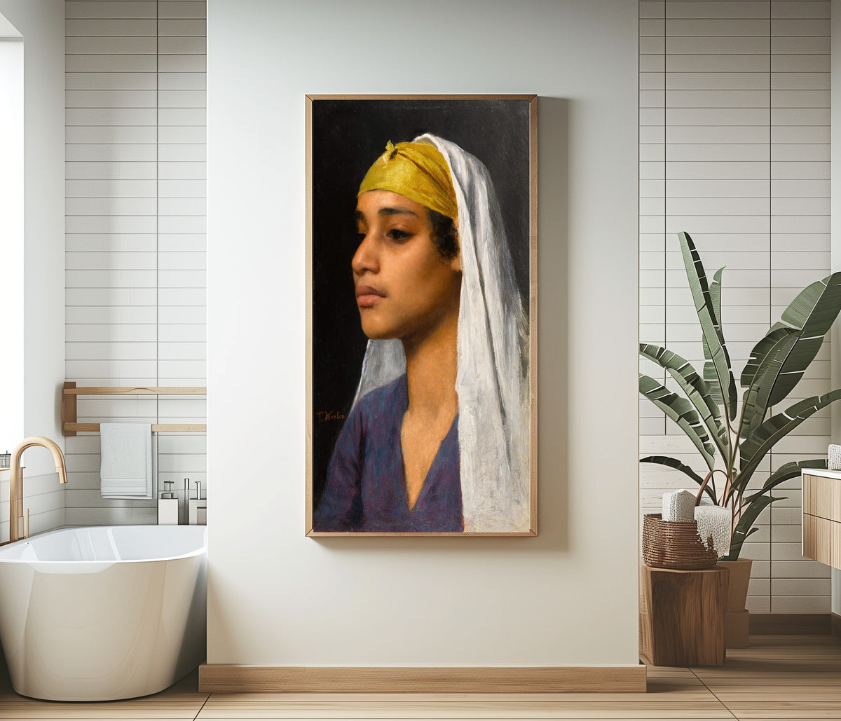 Franz Xaver Kosler — Young Woman with a Yellow Headband | Fine Art Print