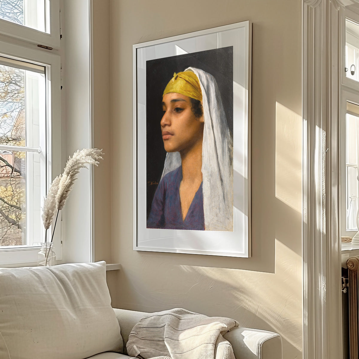 Franz Xaver Kosler — Young Woman with a Yellow Headband | Fine Art Print