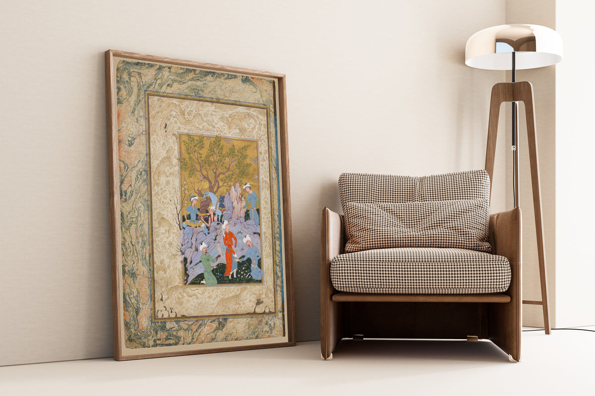 Persian Miniature Art Print: Princely Hawking Party Giclee - 9ArtPrints