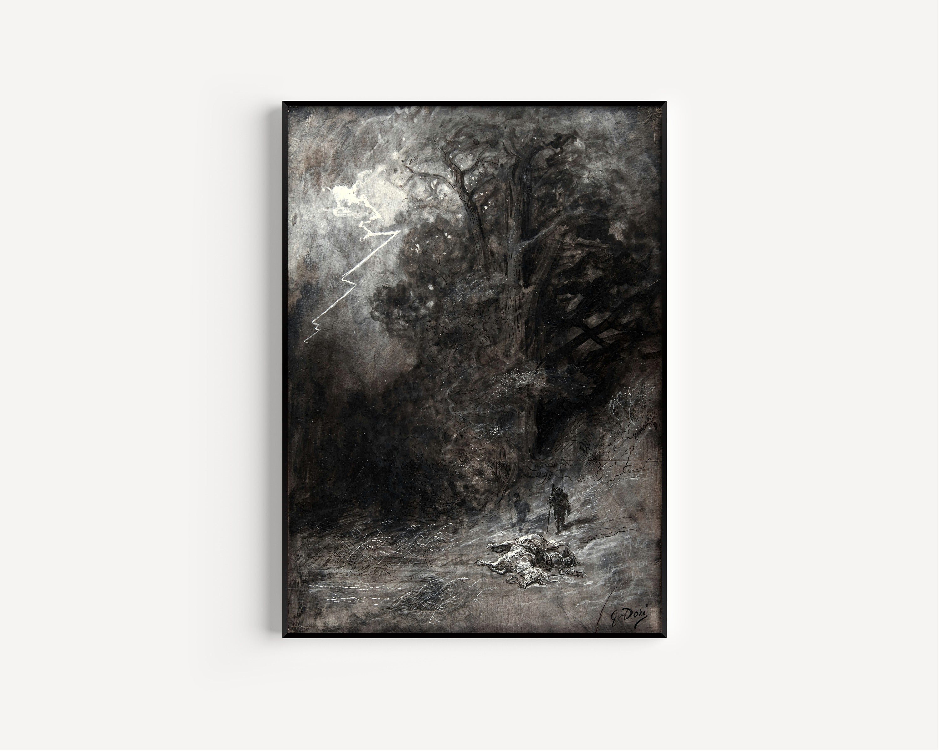 Gustave Doré — A Rider and a Dead Horse in a Landscape | Fine Art Print