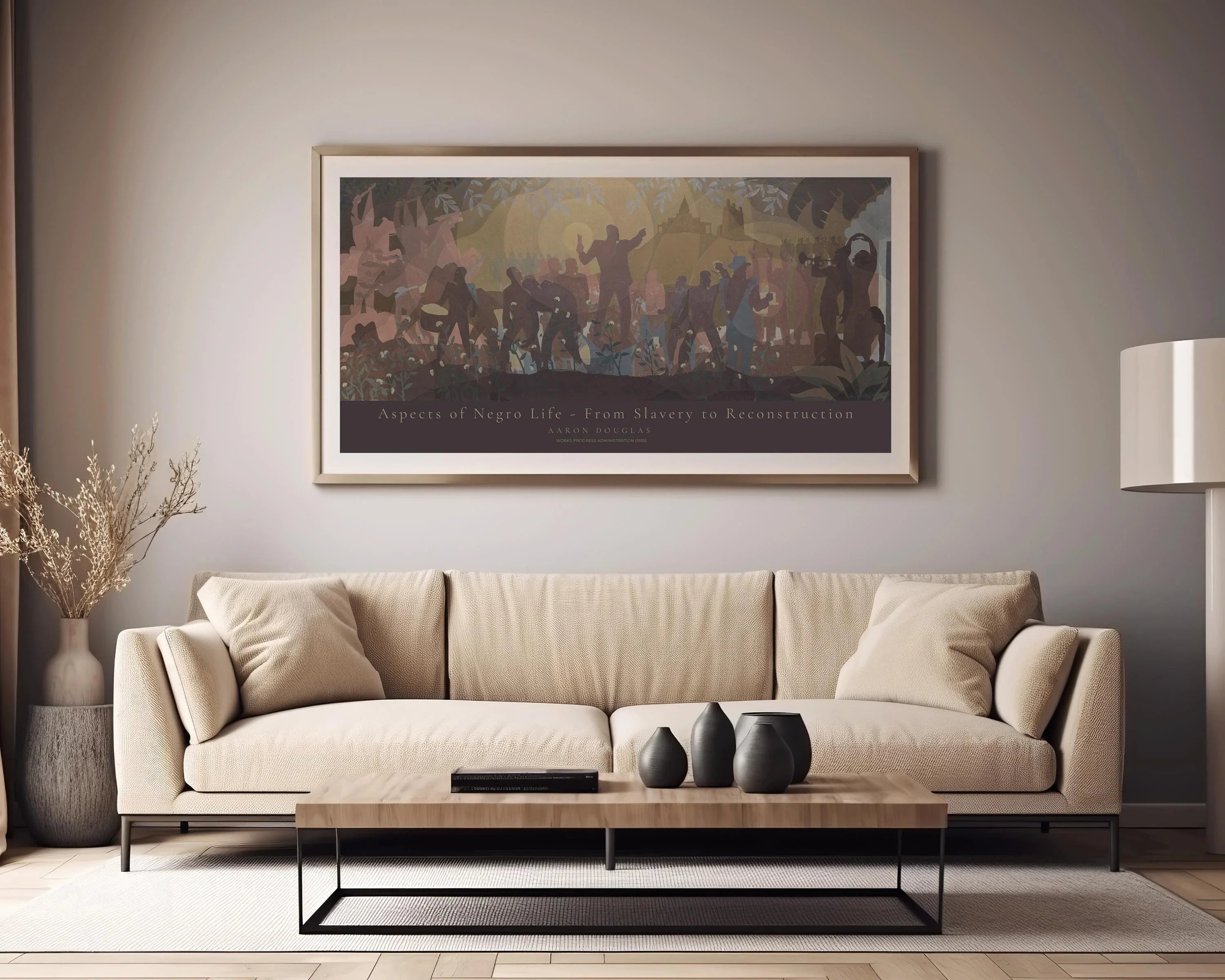 Aaron Douglas - Aspects of Negro Life | Harlem Renaissance Masterpiece on African American History | Available Handframed or unframed 2x1 - 9ArtPrints