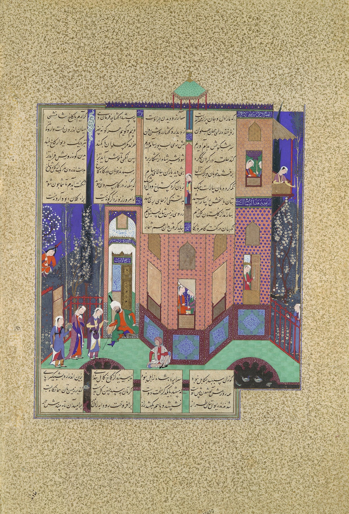 Abd al-Aziz (attributed) — Shahnama of Shah Tahmasp: Rudaba's Maids Return to the Palace | Persian Miniature Art Print