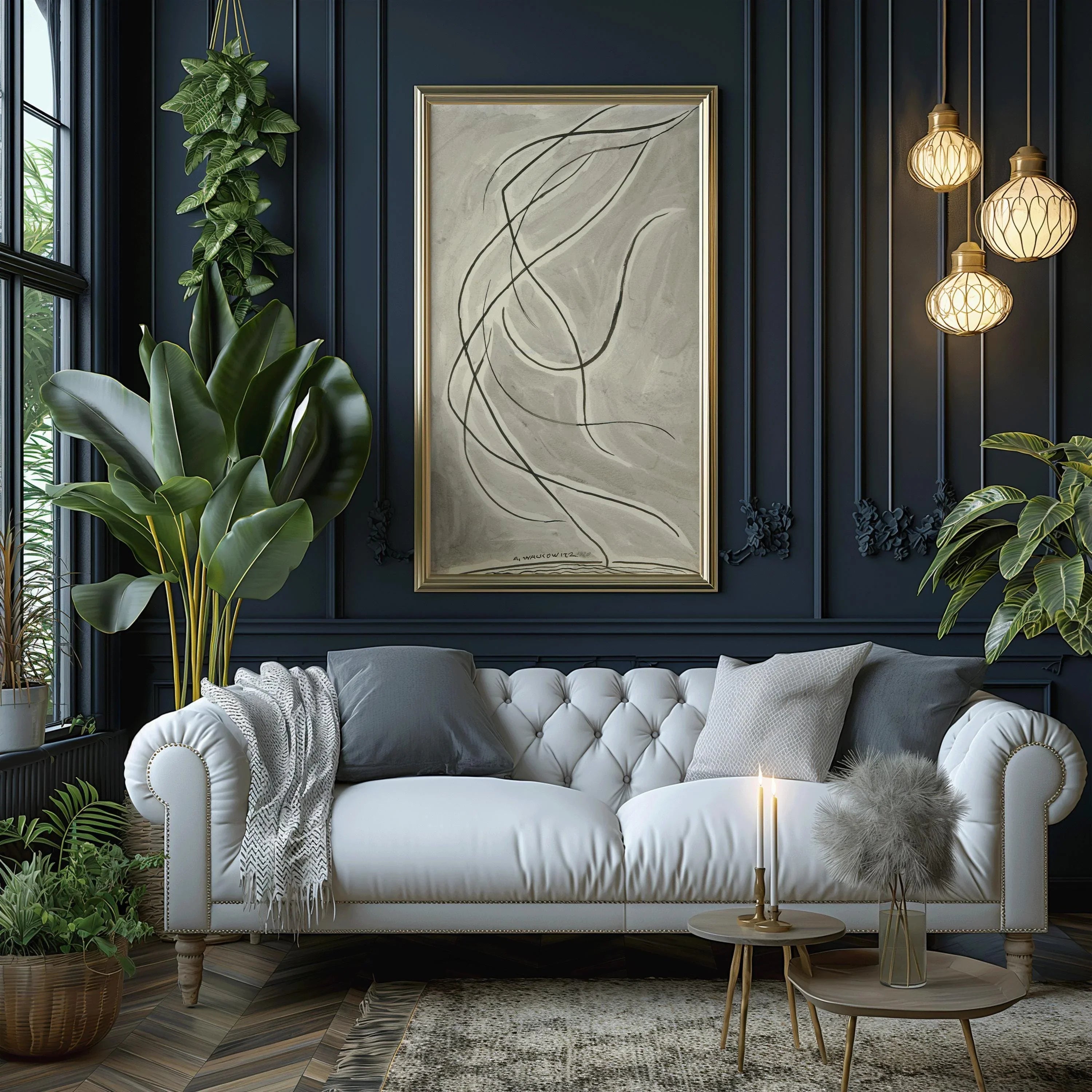 Abraham Walkowitz - Dance Abstraction (1920) | Unbelievably elegant modernist abstract line Art in beige (available framed or unframed) 2x1 - 9ArtPrints