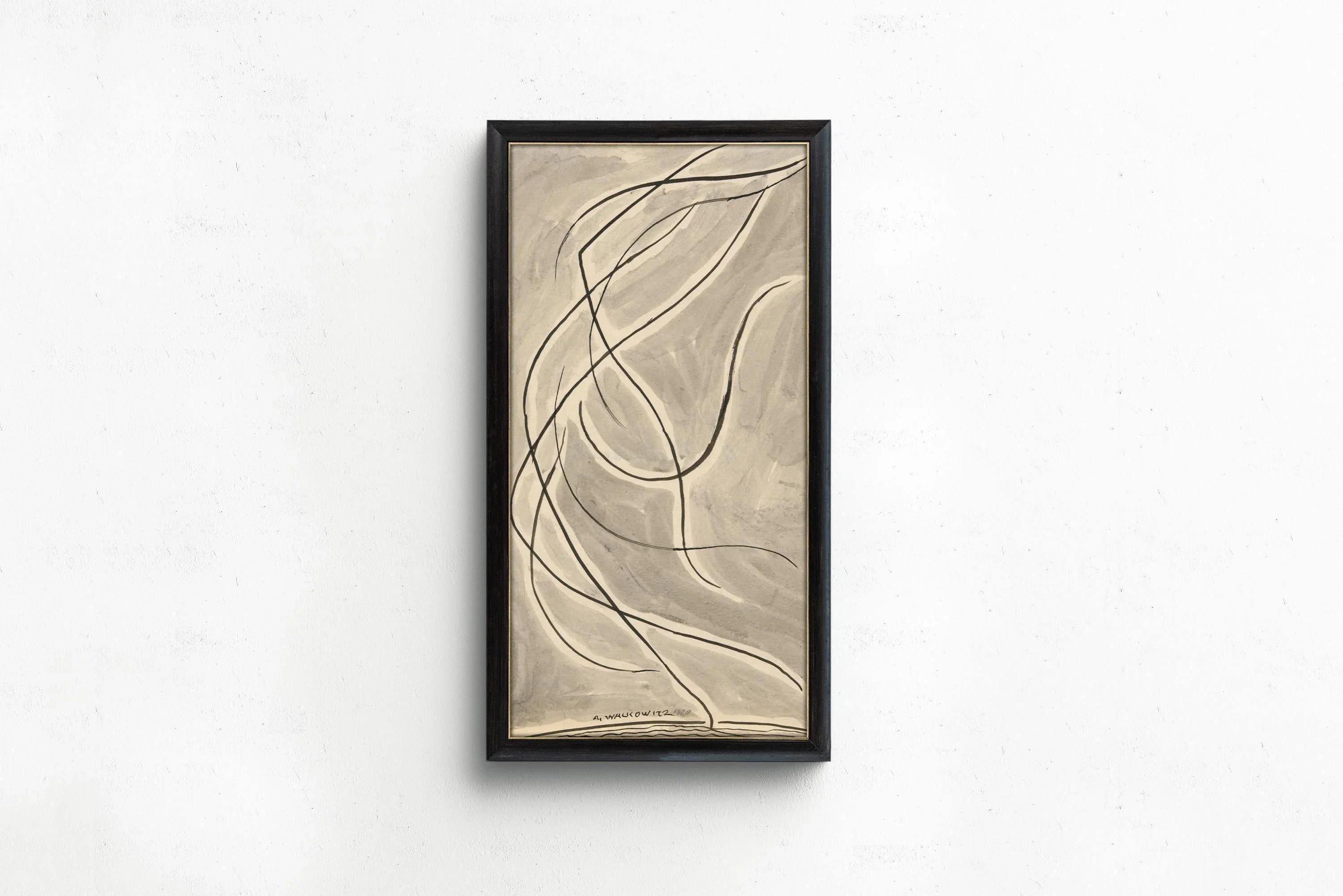 Abraham Walkowitz - Dance Abstraction (1920) | Unbelievably elegant modernist abstract line Art in beige (available framed or unframed) 2x1 - 9ArtPrints