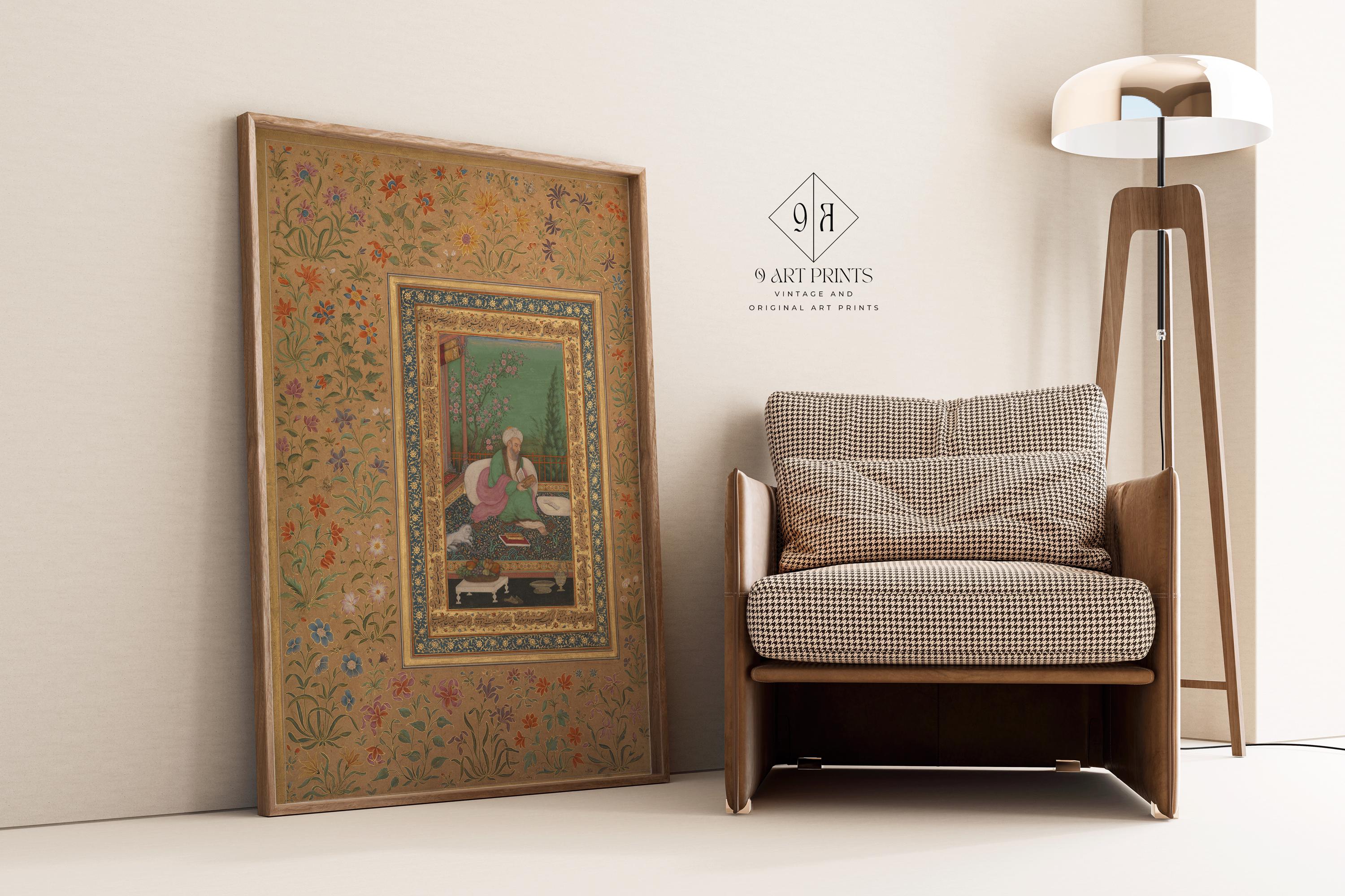 Absolutely Stunning Mughal Art Portrait of Haji Husain Bukhari – Mughal Persian Indian 17th Century | PRINT Framed Available - 9ArtPrints