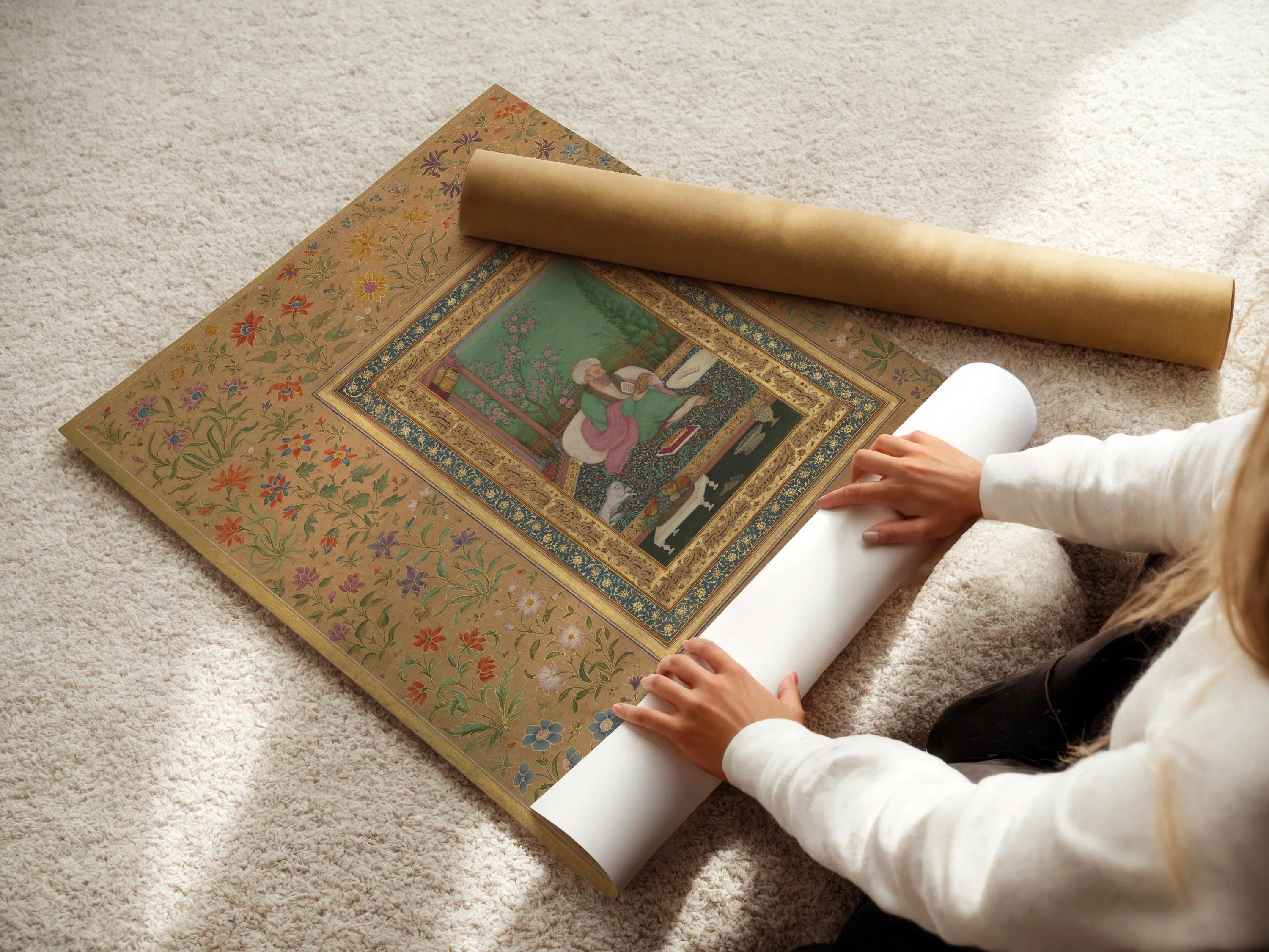 Absolutely Stunning Mughal Art Portrait of Haji Husain Bukhari – Mughal Persian Indian 17th Century | PRINT Framed Available - 9ArtPrints