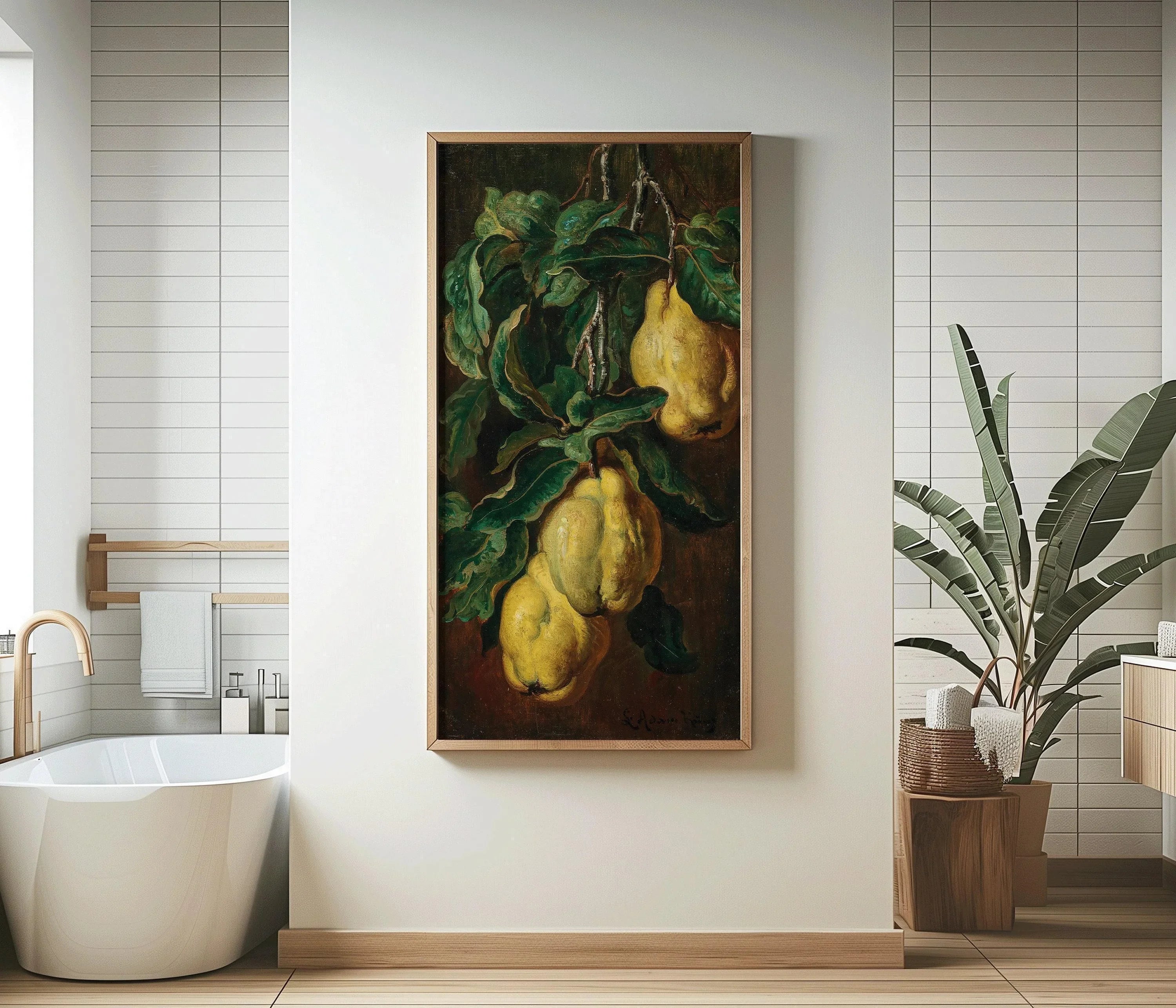 Adam Ludwig Kunz - Quinces | Vintage Victorian Botanical Fruit Tall Narrow Vertical Art (available handframed or unframed) 2x1 - 9ArtPrints
