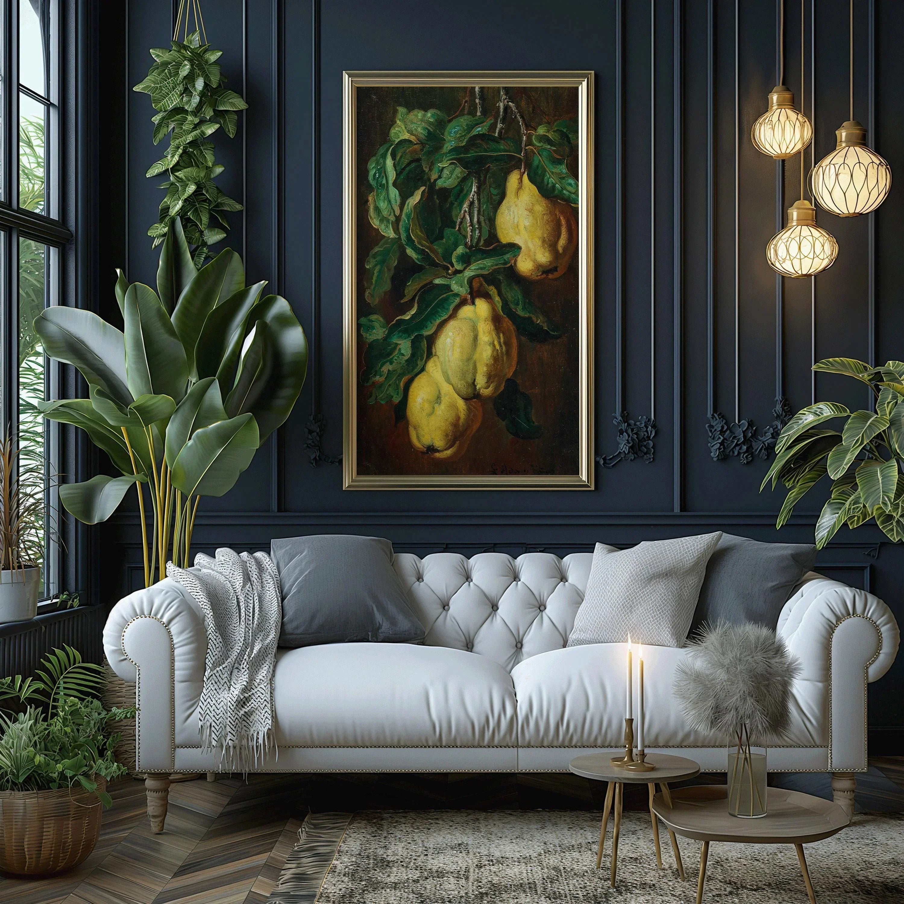 Adam Ludwig Kunz - Quinces | Vintage Victorian Botanical Fruit Tall Narrow Vertical Art (available handframed or unframed) 2x1 - 9ArtPrints