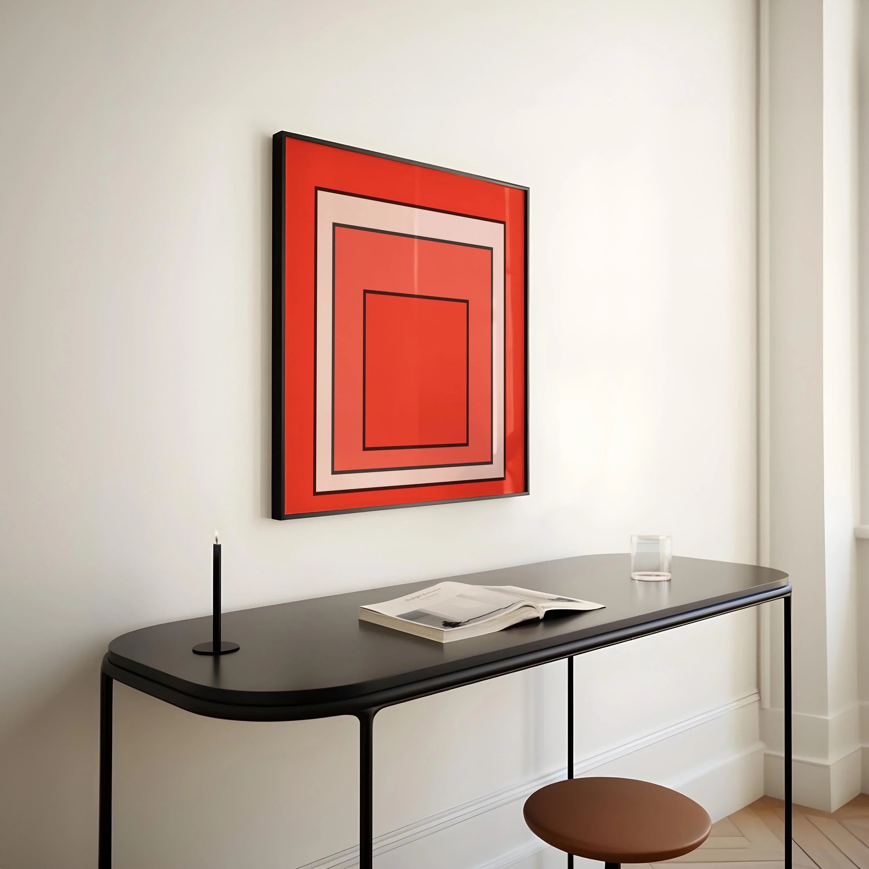 After Josef Albers - Acme (Homage to the Square) PRINT | Mid - century Modern Art Print in Orange (available handframed) 1x1 - 9ArtPrints