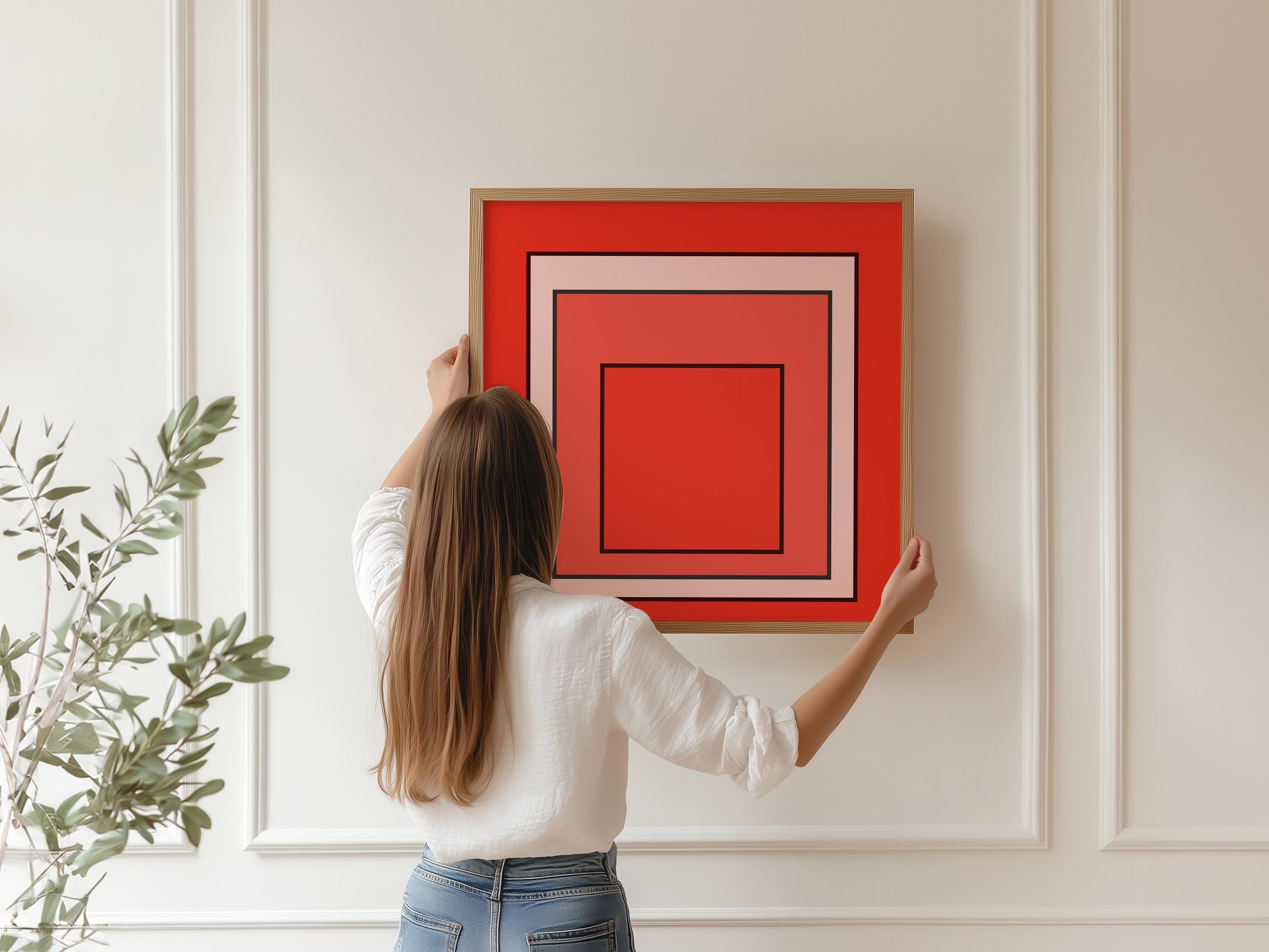 After Josef Albers - Acme (Homage to the Square) PRINT | Mid - century Modern Art Print in Orange (available handframed) 1x1 - 9ArtPrints