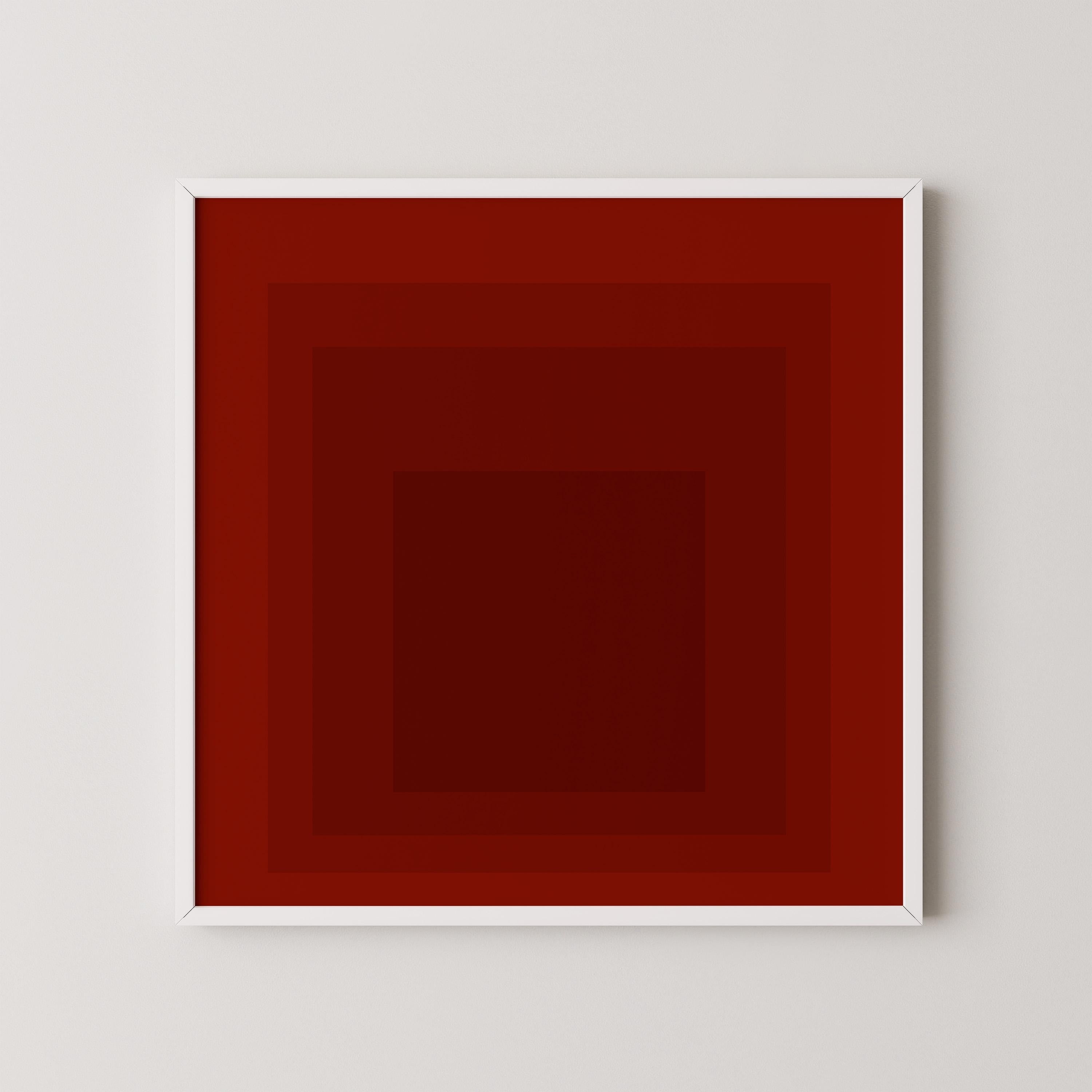After Josef Albers - Flood (Homage to the Square) PRINT | Mid - century Modern Art Print in Red (available handframed) 1x1 - 9ArtPrints