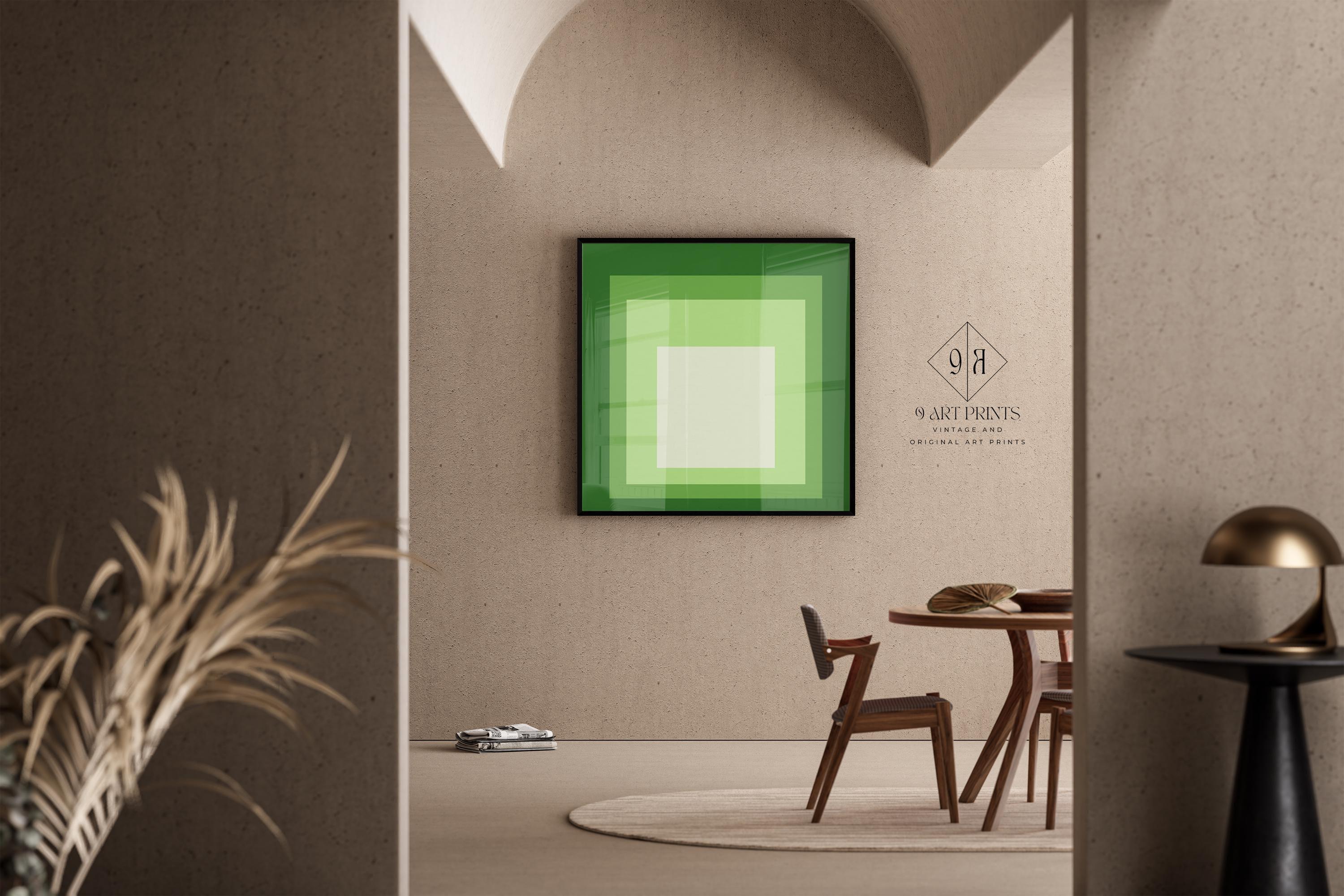After Josef Albers - Grove (Homage to the Square) | PRINT | Mid - century Modern Art Print in Green White available framed 1x1 - 9ArtPrints