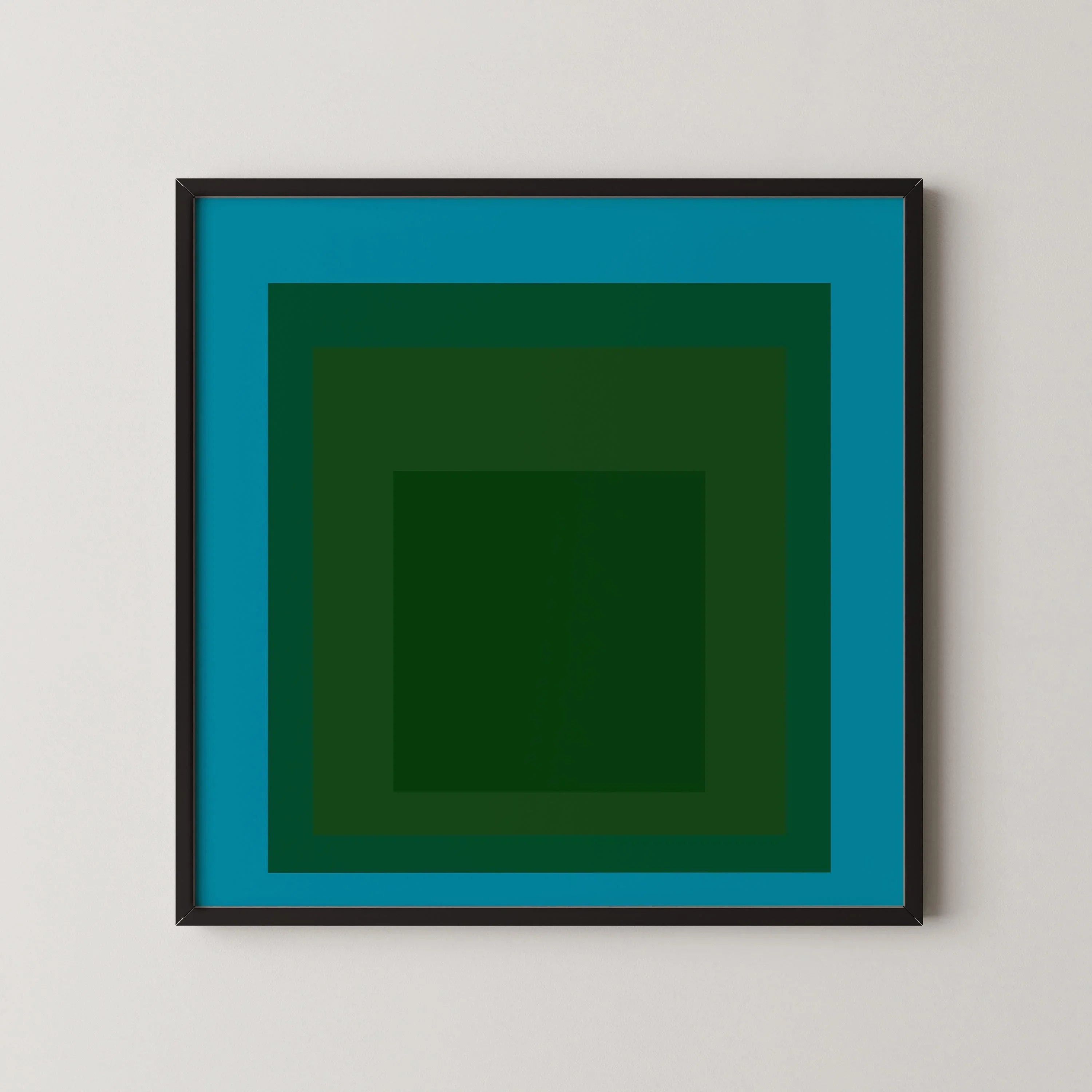 After Josef Albers - Madagascar (Homage to the Square) PRINT | Midcentury Modern Art in Blue and Green available framed 1x1 - 9ArtPrints