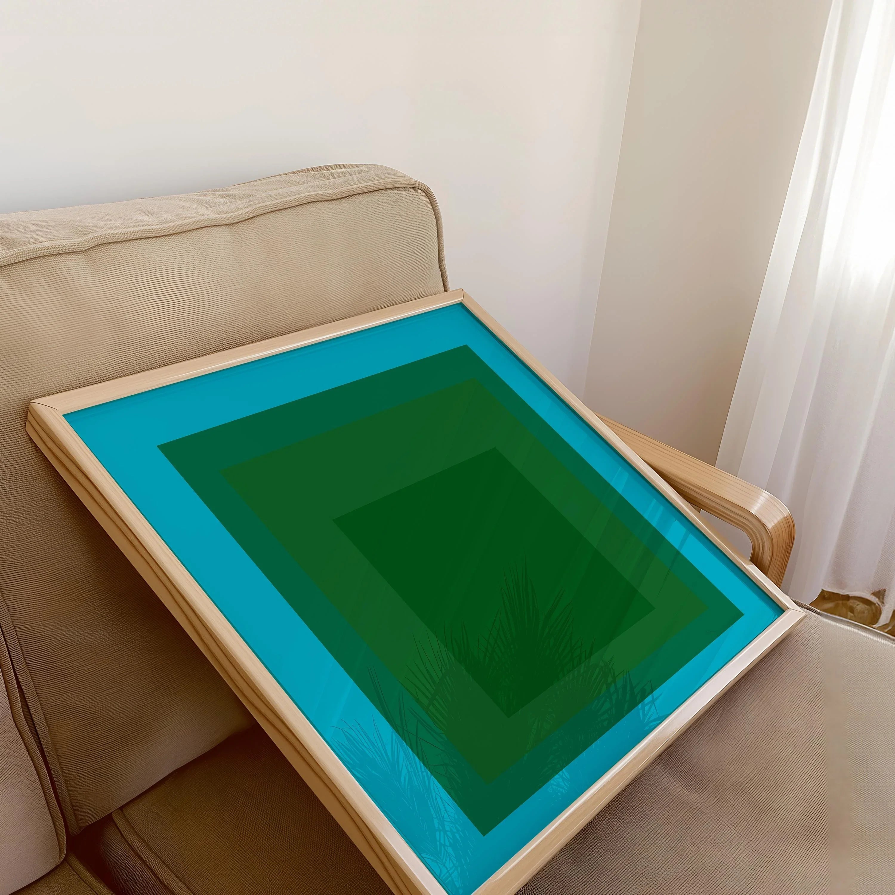 After Josef Albers - Madagascar (Homage to the Square) PRINT | Midcentury Modern Art in Blue and Green available framed 1x1 - 9ArtPrints