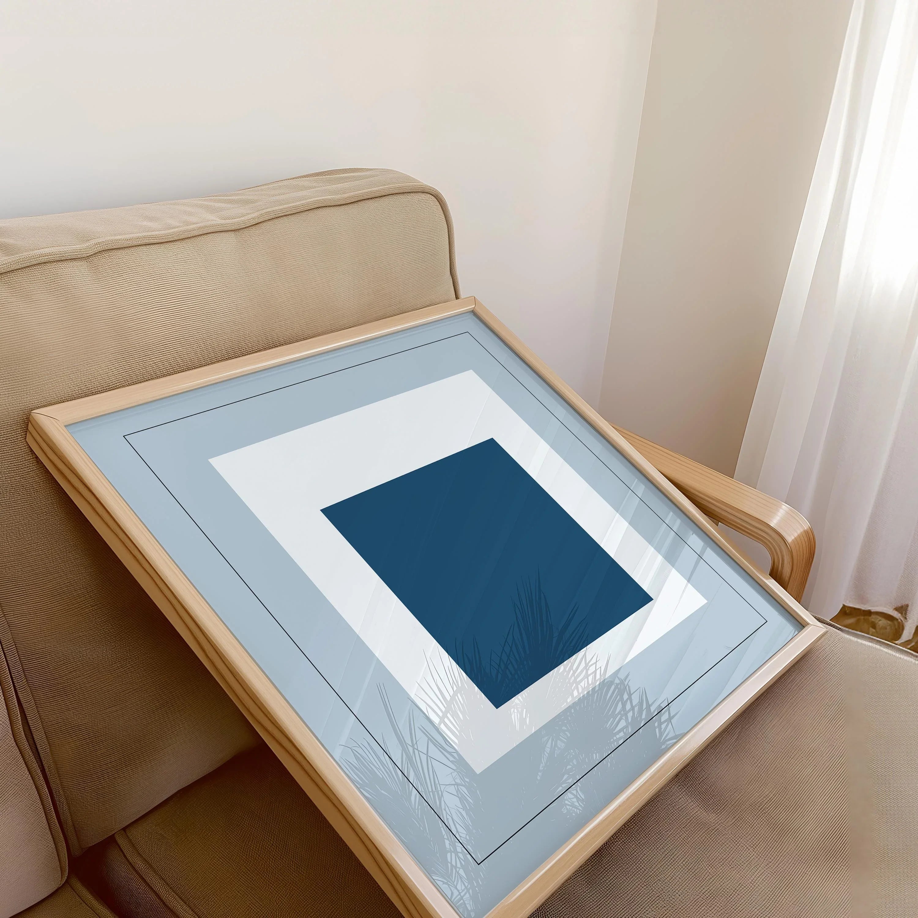 After Josef Albers - Madmen (Homage to the Square) PRINT | Mid - century Modern Art Print in Cool Blue (available framed) 1x1 - 9ArtPrints