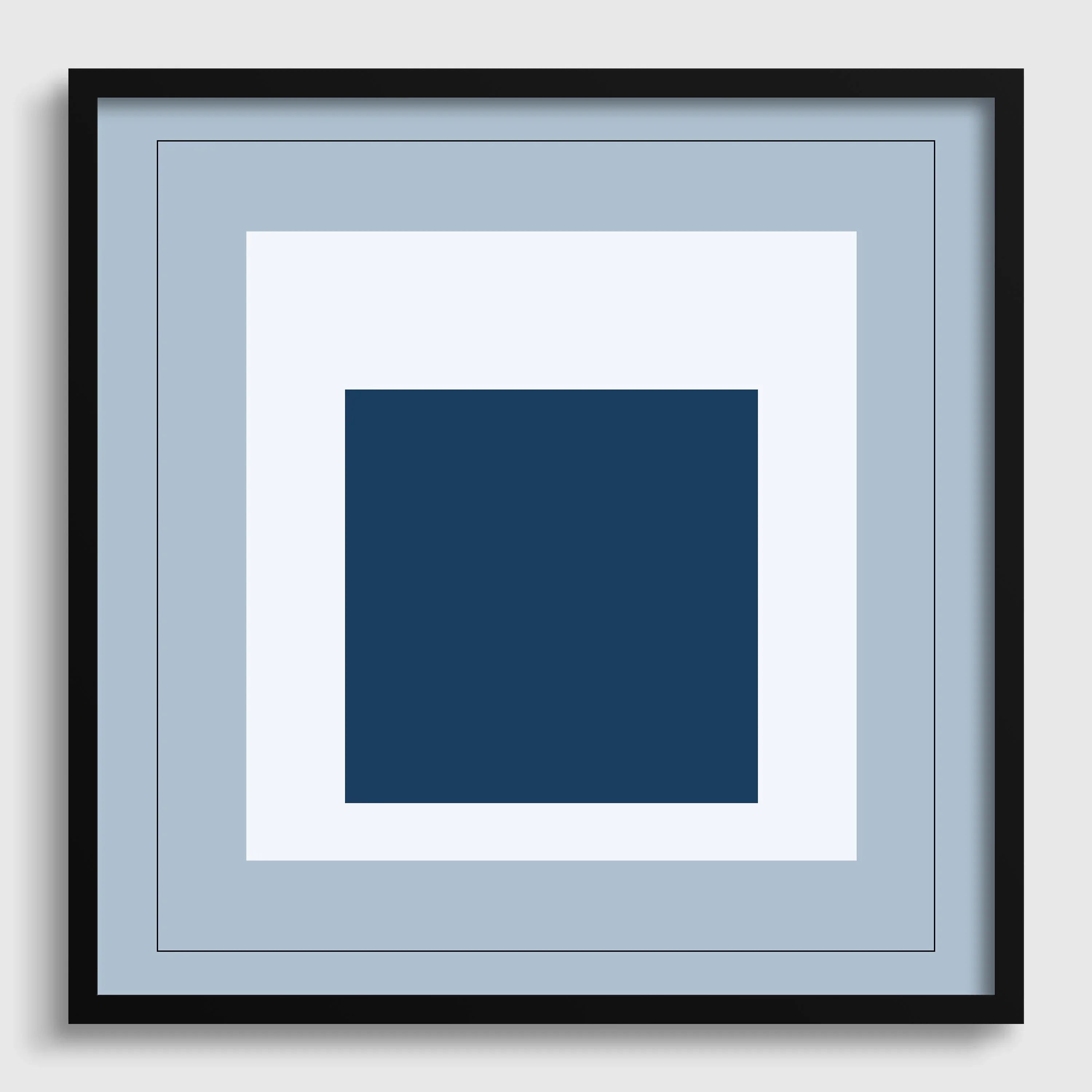 After Josef Albers - Madmen (Homage to the Square) PRINT | Mid - century Modern Art Print in Cool Blue (available framed) 1x1 - 9ArtPrints
