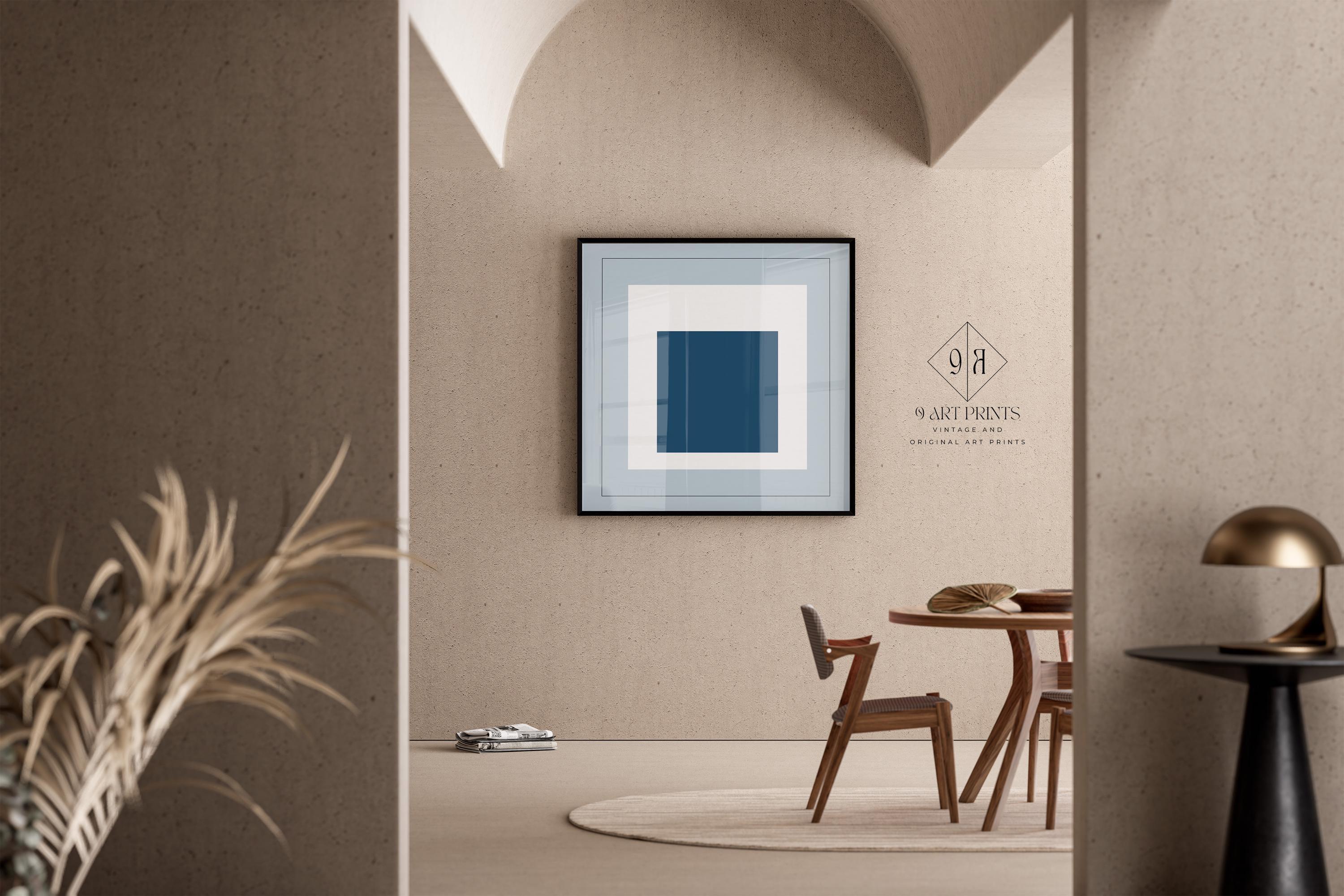 After Josef Albers - Madmen (Homage to the Square) PRINT | Mid - century Modern Art Print in Cool Blue (available framed) 1x1 - 9ArtPrints