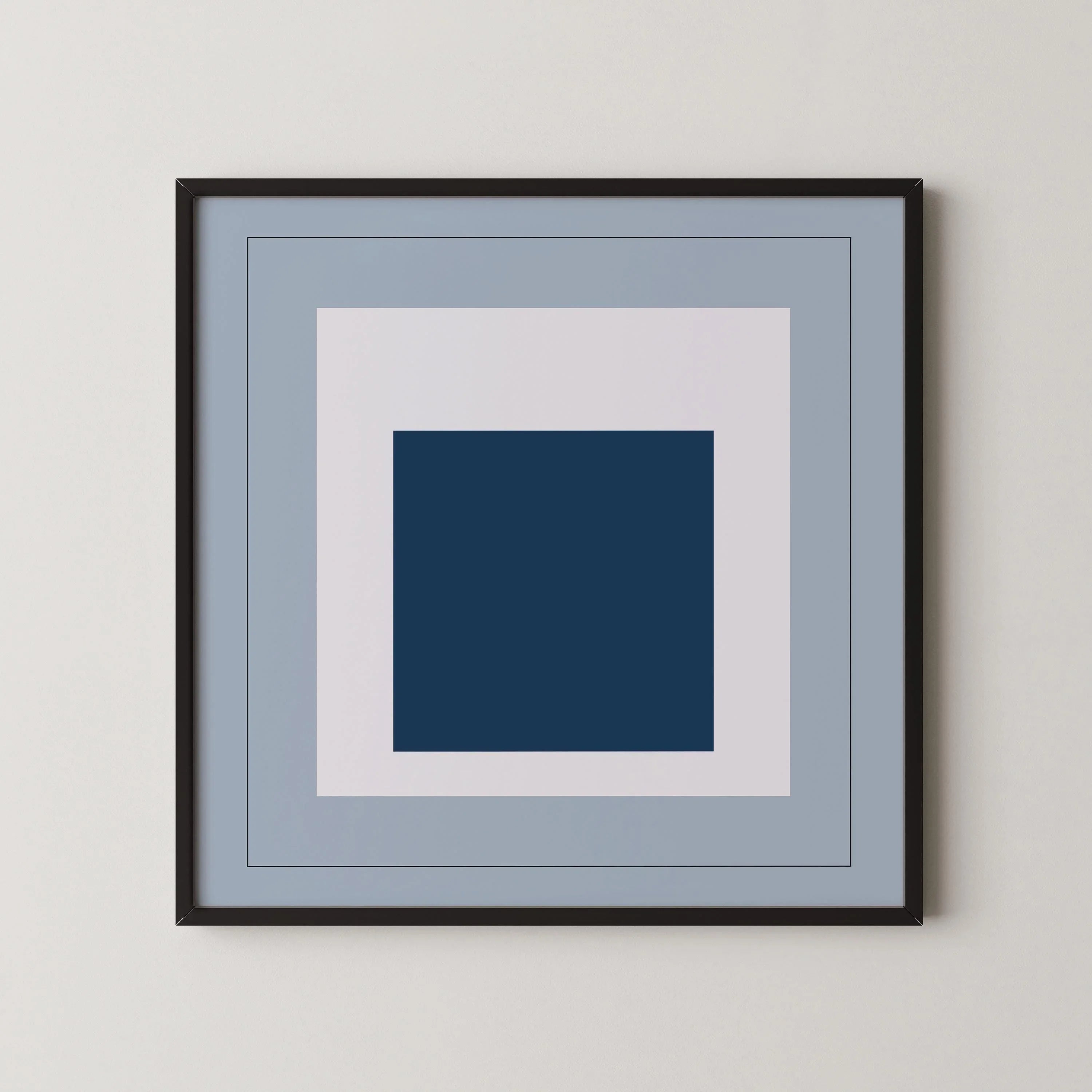After Josef Albers - Madmen (Homage to the Square) PRINT | Mid - century Modern Art Print in Cool Blue (available framed) 1x1 - 9ArtPrints