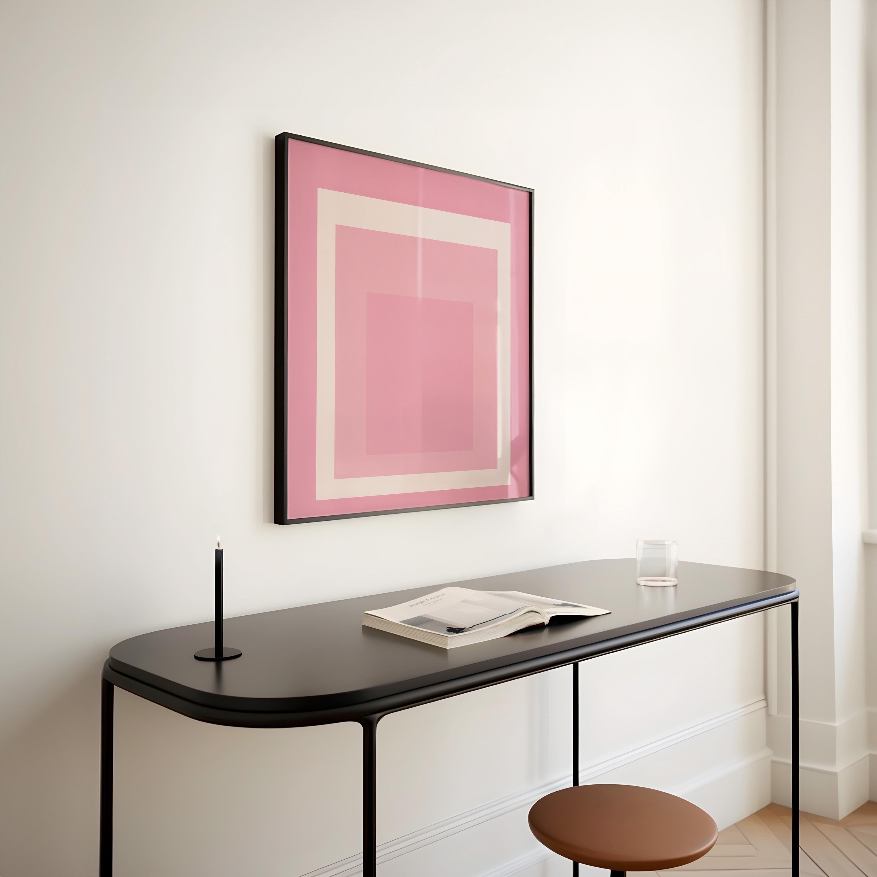After Josef Albers - Margot (Homage to the Square) PRINT | Midcentury Modern Art Print in Pink and Cream available framed 1x1 - 9ArtPrints