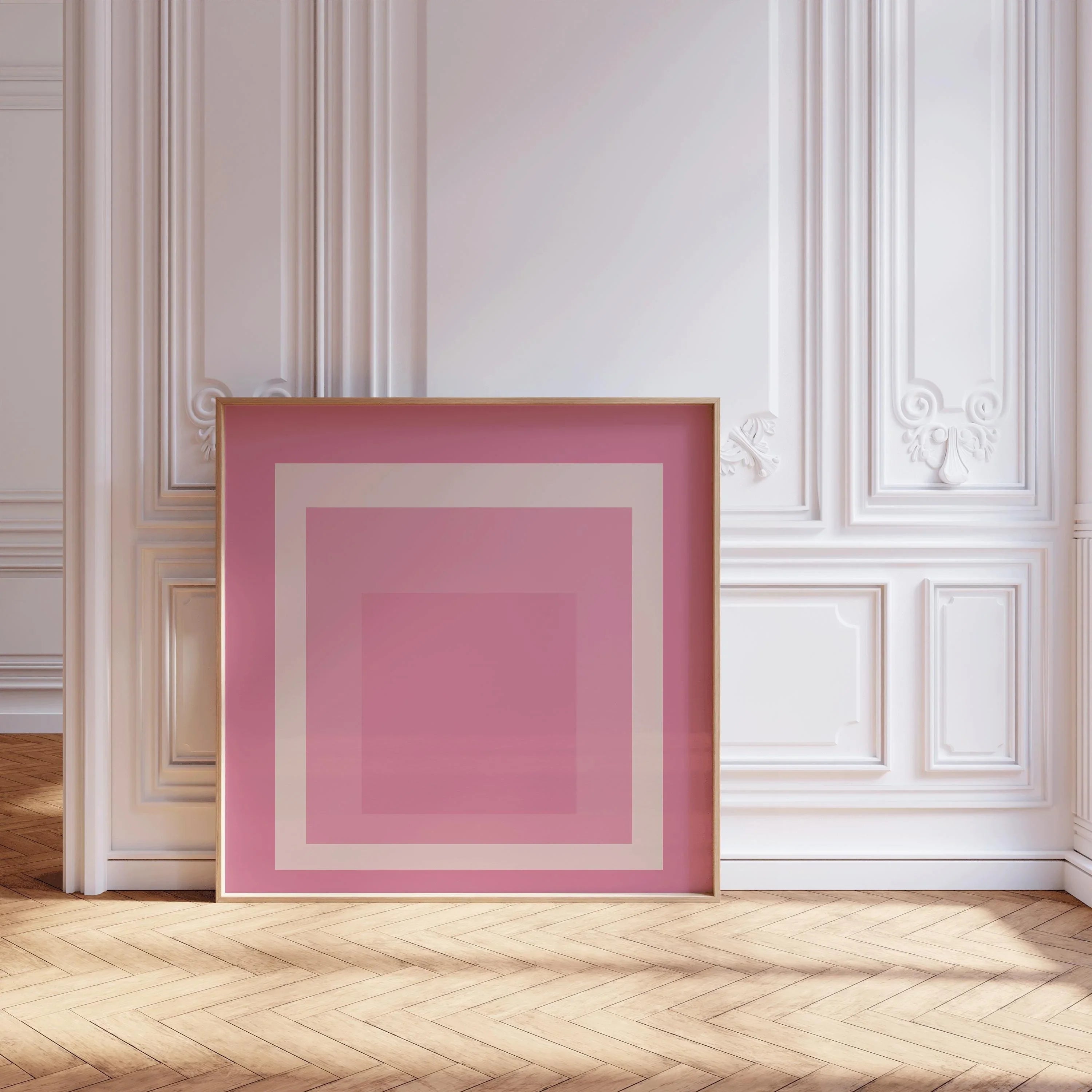 After Josef Albers - Margot (Homage to the Square) PRINT | Midcentury Modern Art Print in Pink and Cream available framed 1x1 - 9ArtPrints