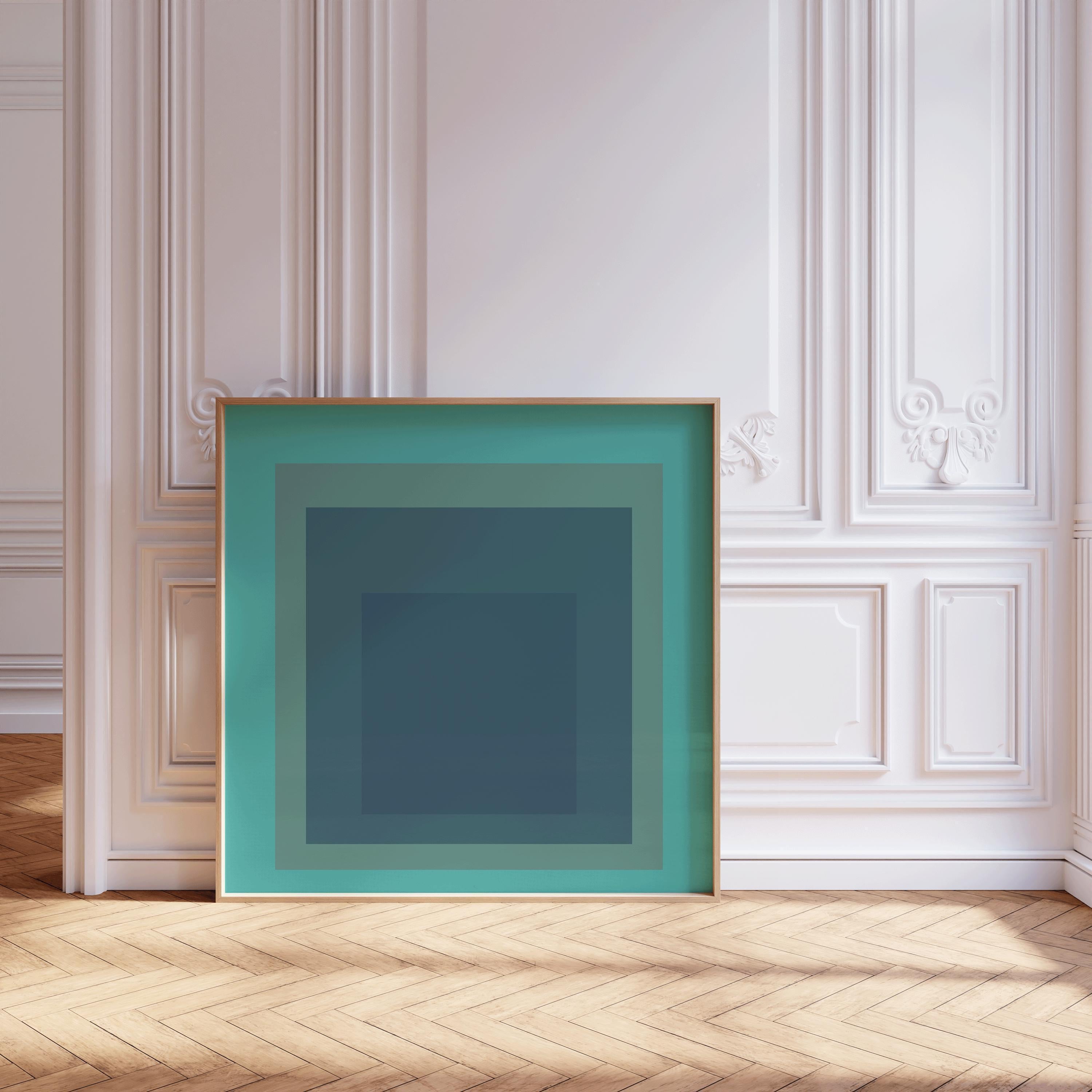 After Josef Albers - Meadow (Homage to the Square) PRINT | Mid - century Modern Art Print in Mint Green available framed 1x1 - 9ArtPrints