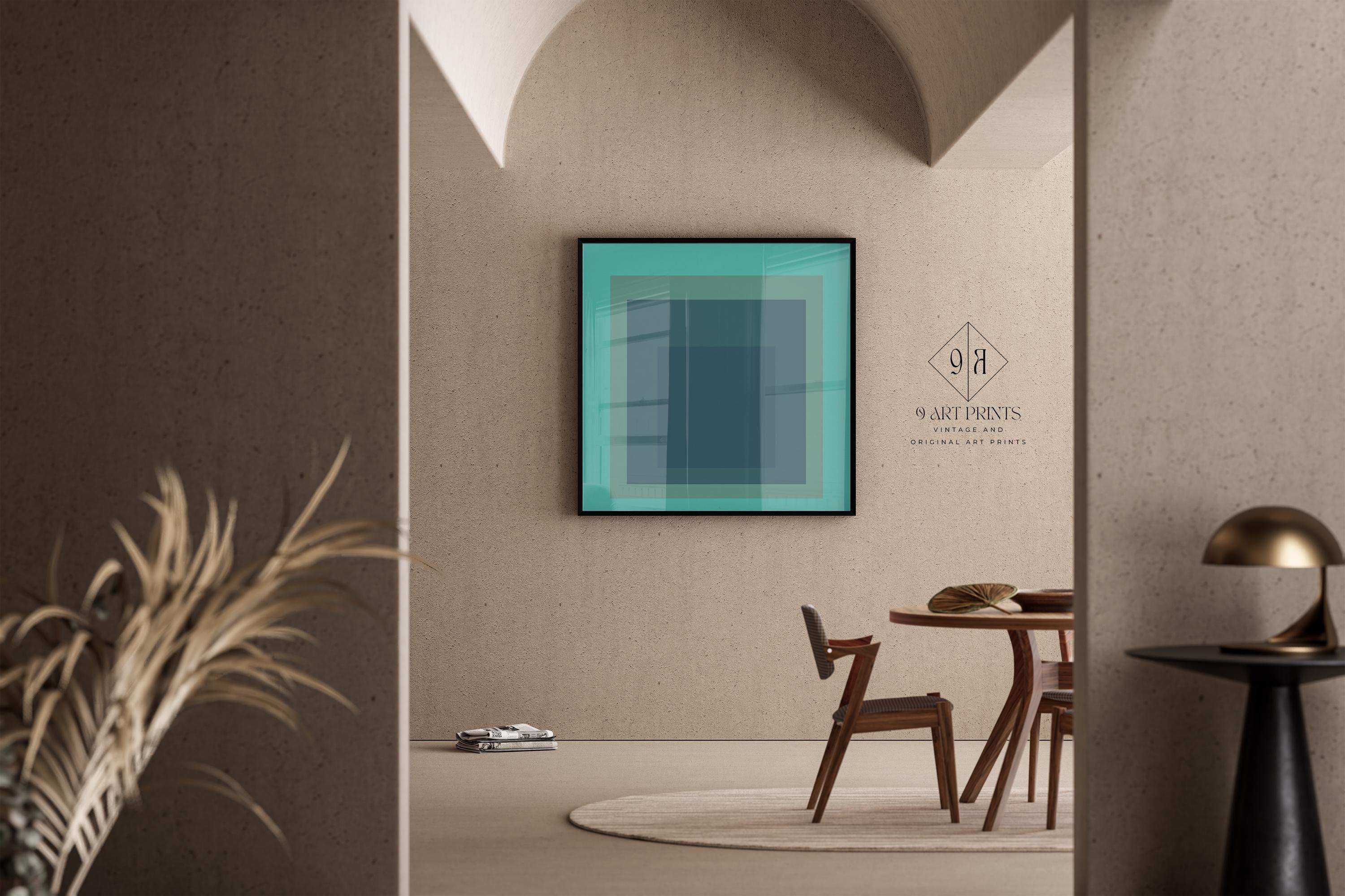 After Josef Albers - Meadow (Homage to the Square) PRINT | Mid - century Modern Art Print in Mint Green available framed 1x1 - 9ArtPrints