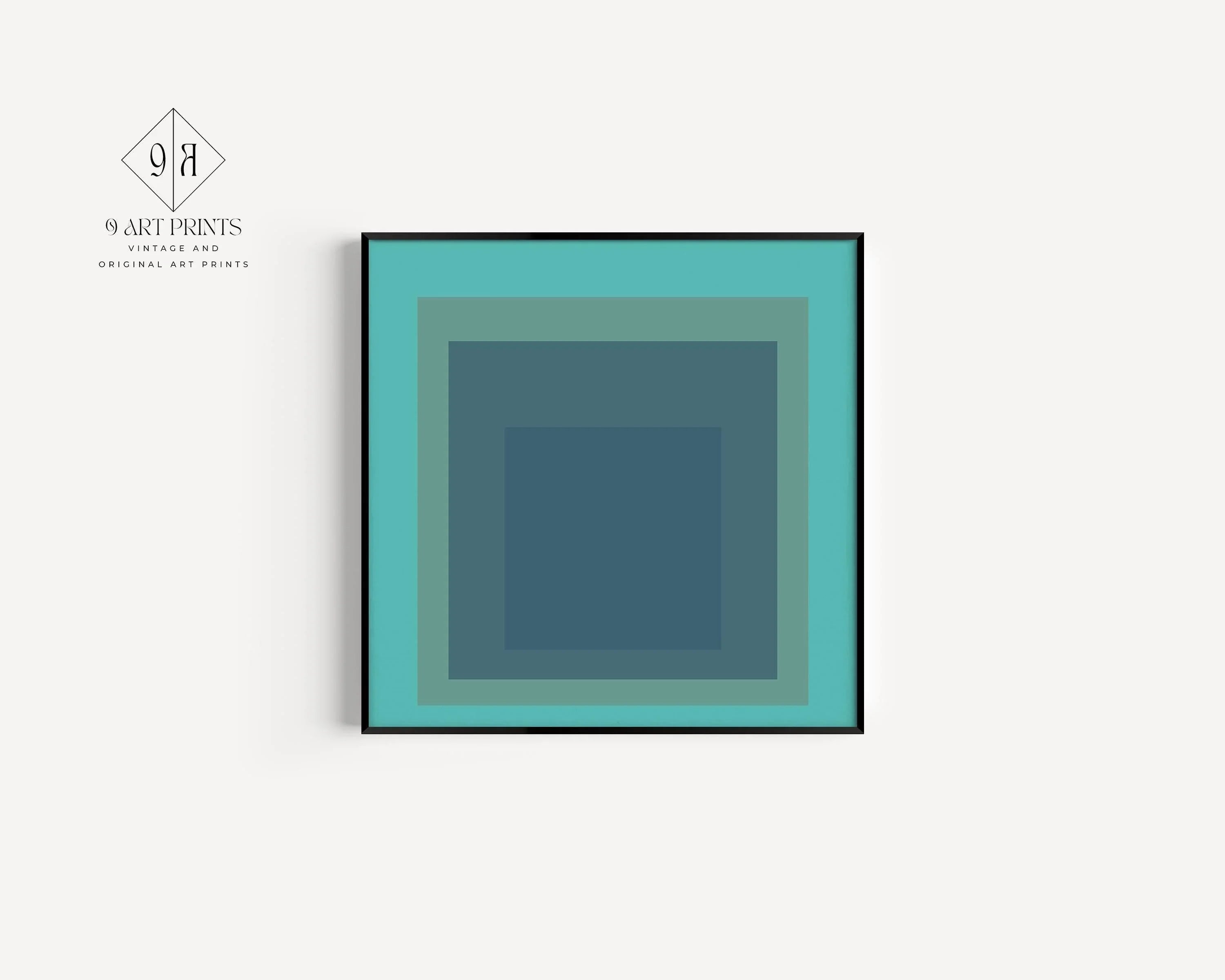 After Josef Albers - Meadow (Homage to the Square) PRINT | Mid - century Modern Art Print in Mint Green available framed 1x1 - 9ArtPrints