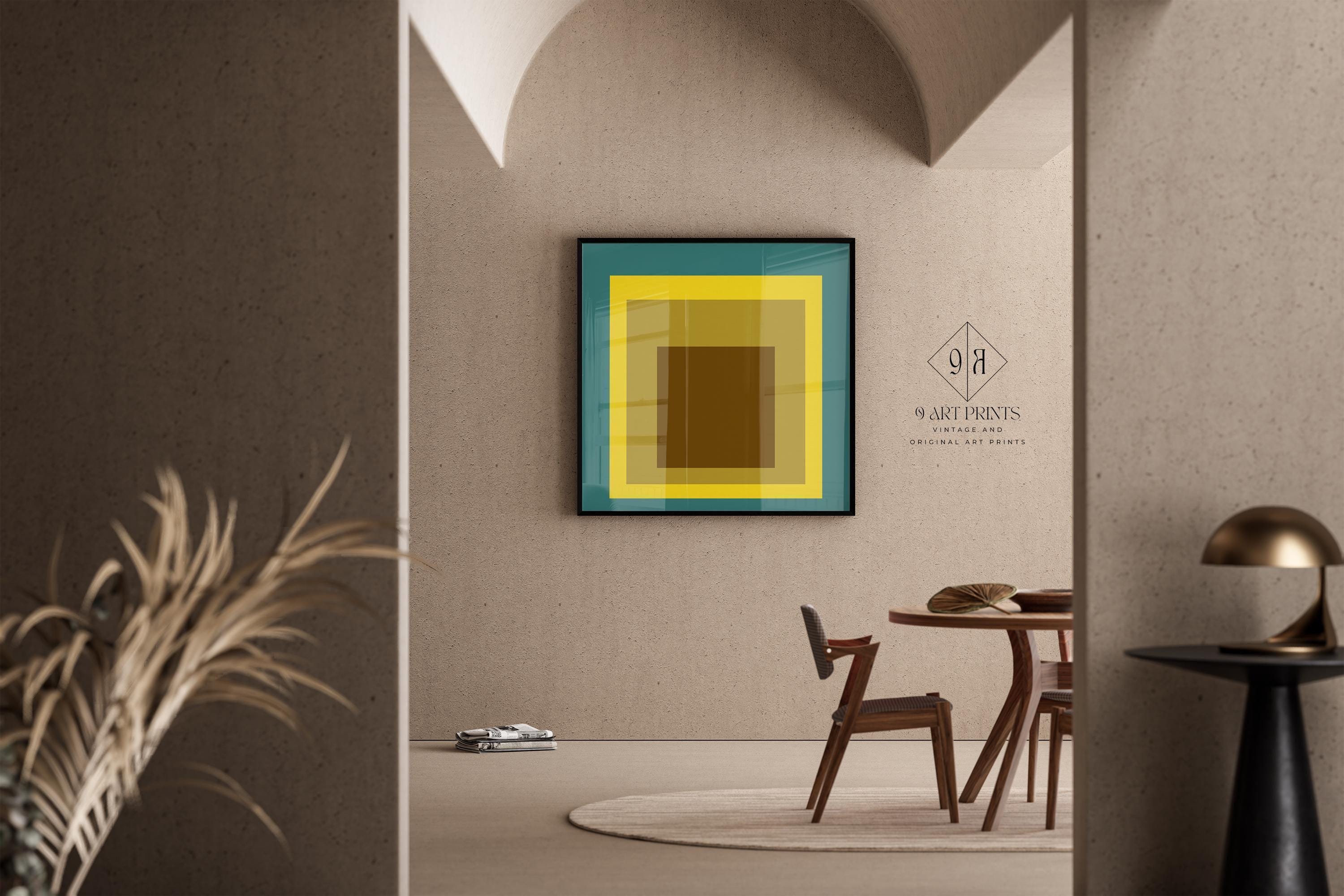 After Josef Albers - Memento (Homage to the Square) PRINT | Vintage Mid - century Modern Art Print available handframed 1x1 - 9ArtPrints