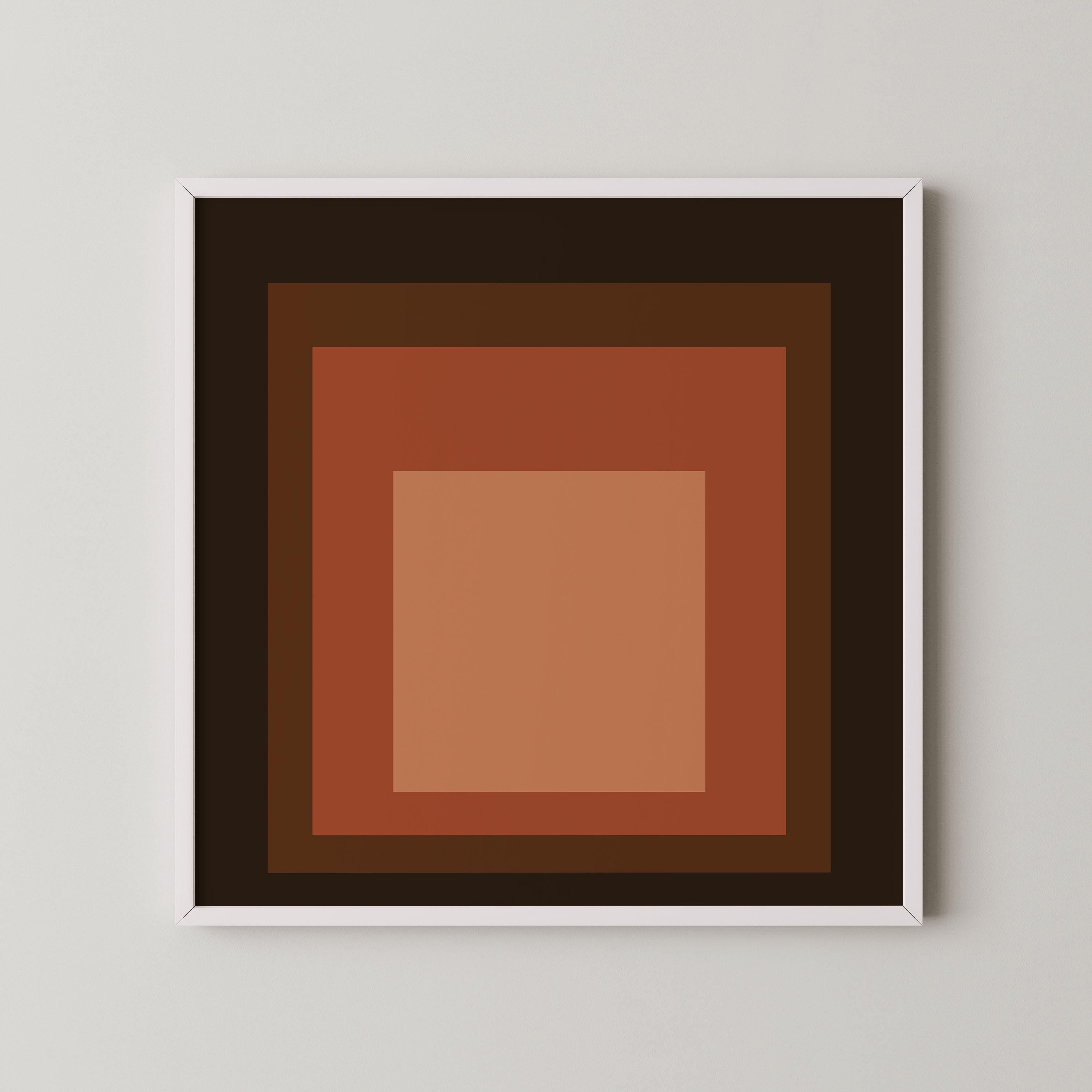 After Josef Albers - Oxblood (Homage to the Square) PRINT | Mid - century Modern Art Print (available handframed) 1x1 - 9ArtPrints