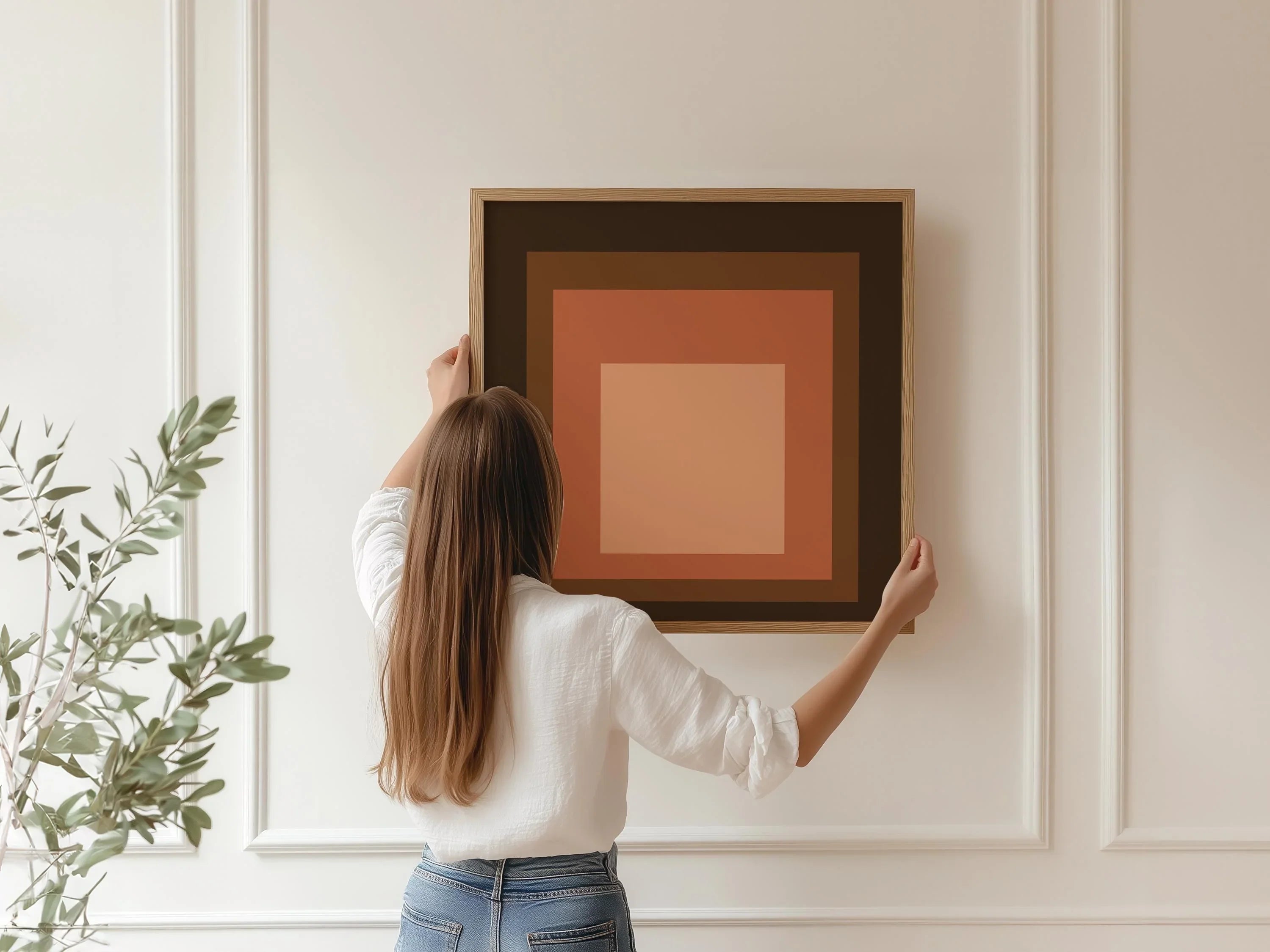 After Josef Albers - Oxblood (Homage to the Square) PRINT | Mid - century Modern Art Print (available handframed) 1x1 - 9ArtPrints