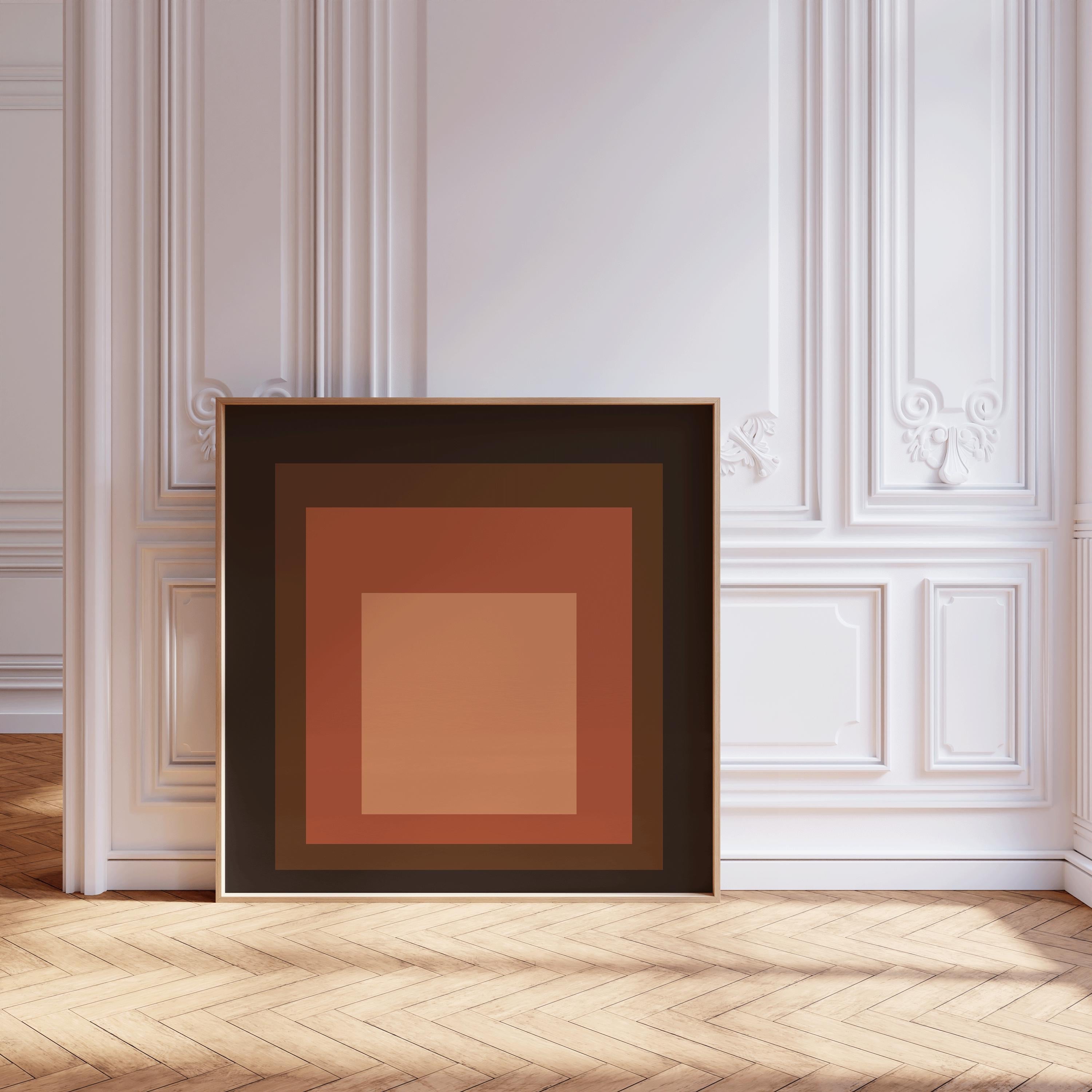 After Josef Albers - Oxblood (Homage to the Square) PRINT | Mid - century Modern Art Print (available handframed) 1x1 - 9ArtPrints