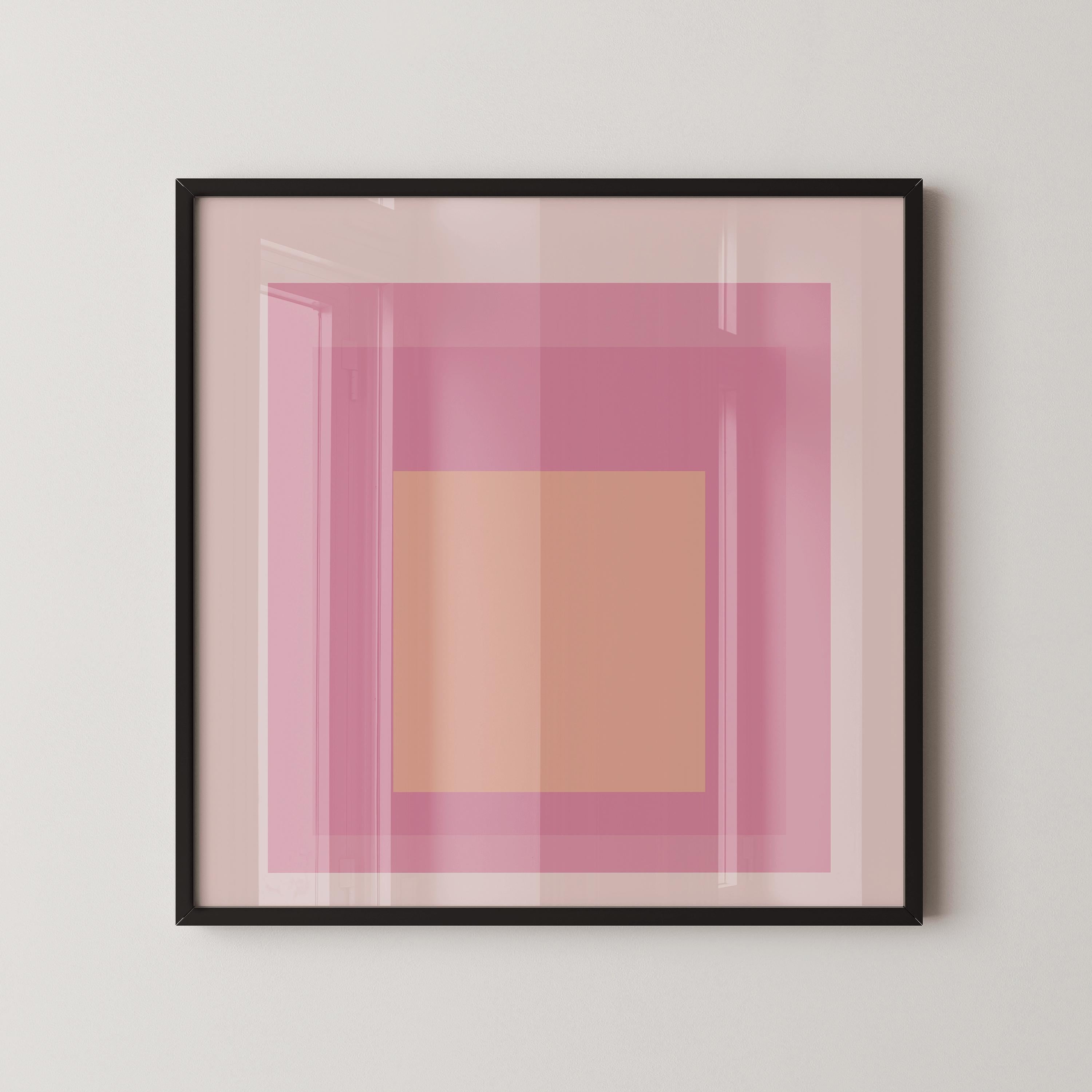 After Josef Albers - Patricia (Homage to the Square) PRINT | Midcentury Modern Art Print Pink and Cream available framed 1x1 - 9ArtPrints