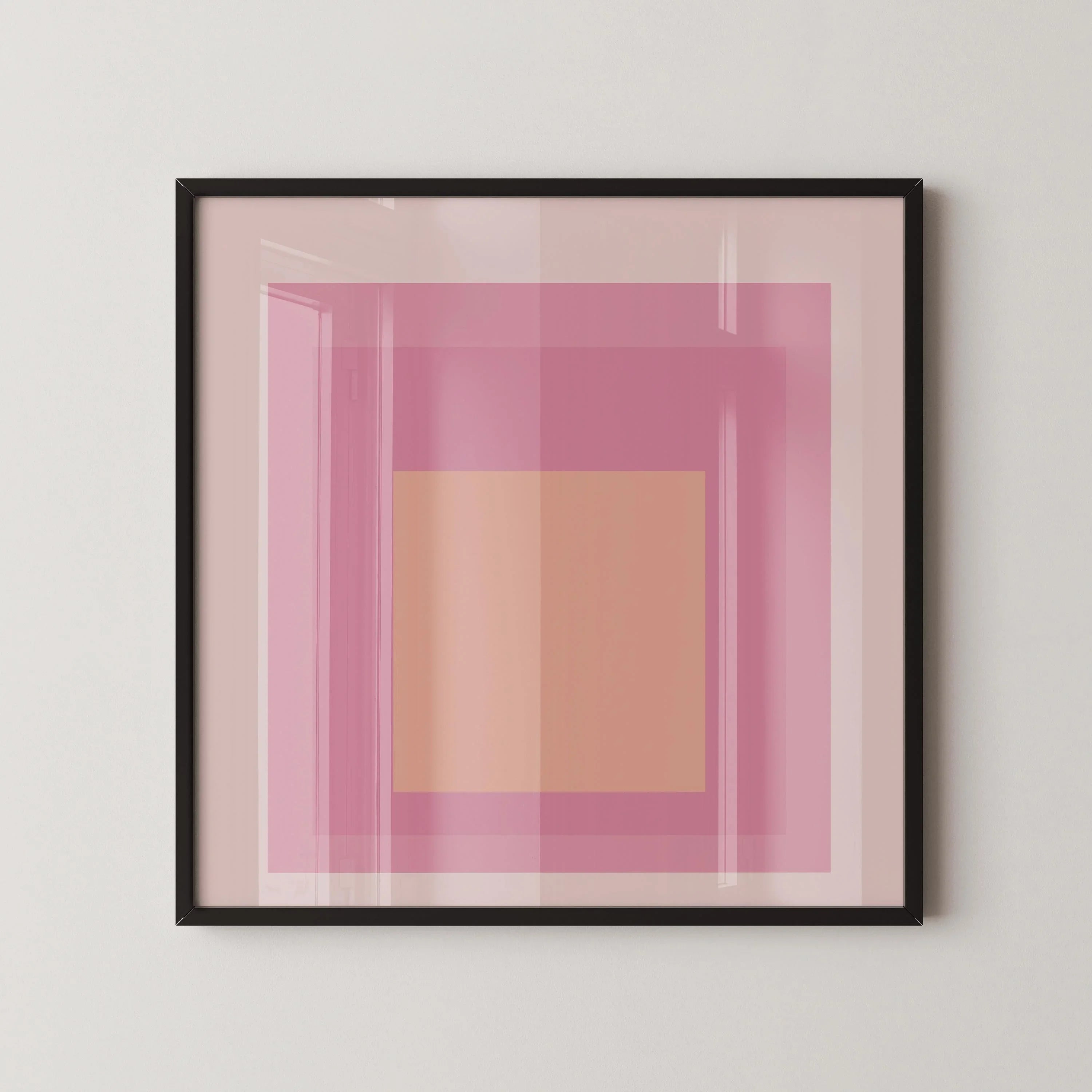 After Josef Albers - Patricia (Homage to the Square) PRINT | Midcentury Modern Art Print Pink and Cream available framed 1x1 - 9ArtPrints