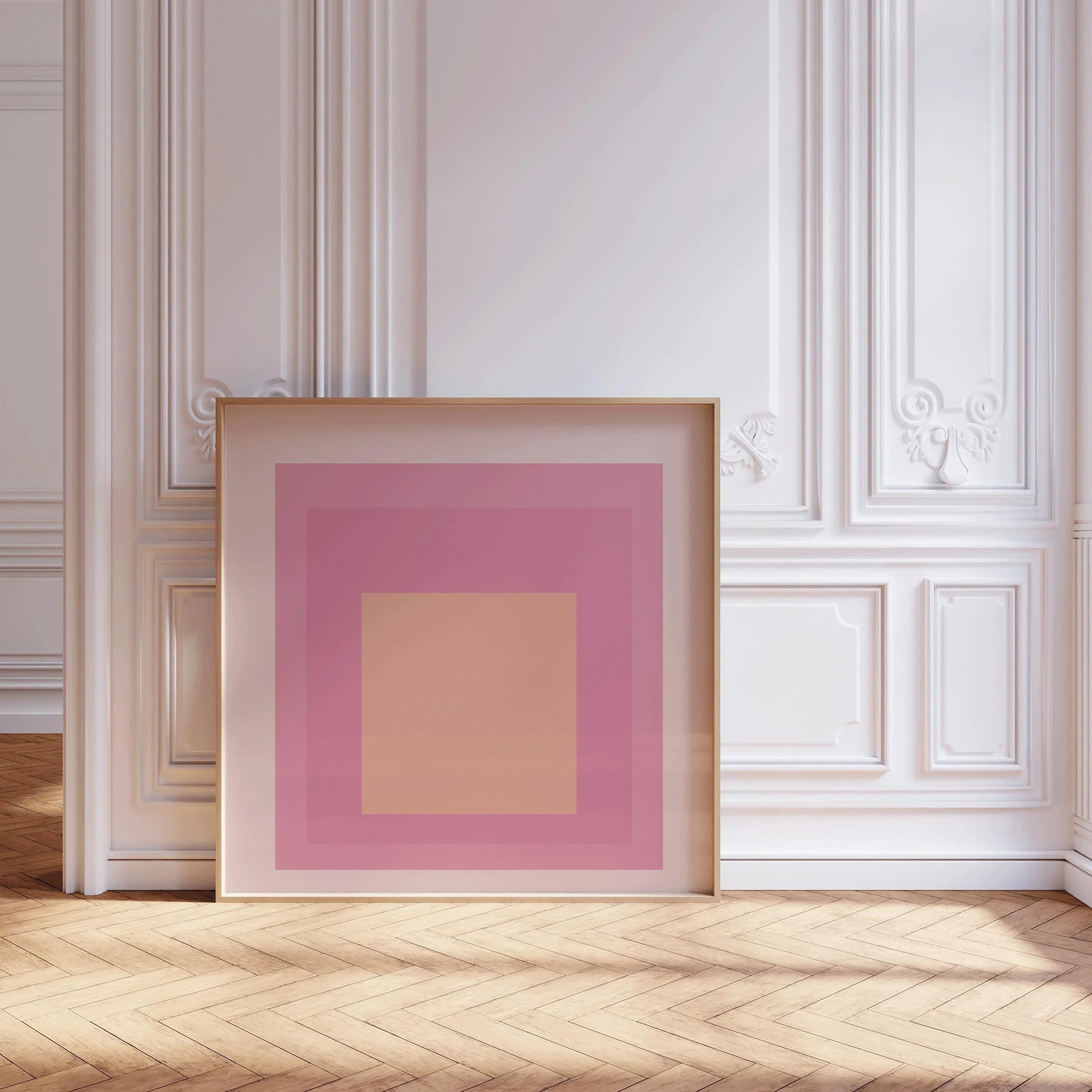 After Josef Albers - Patricia (Homage to the Square) PRINT | Midcentury Modern Art Print Pink and Cream available framed 1x1 - 9ArtPrints