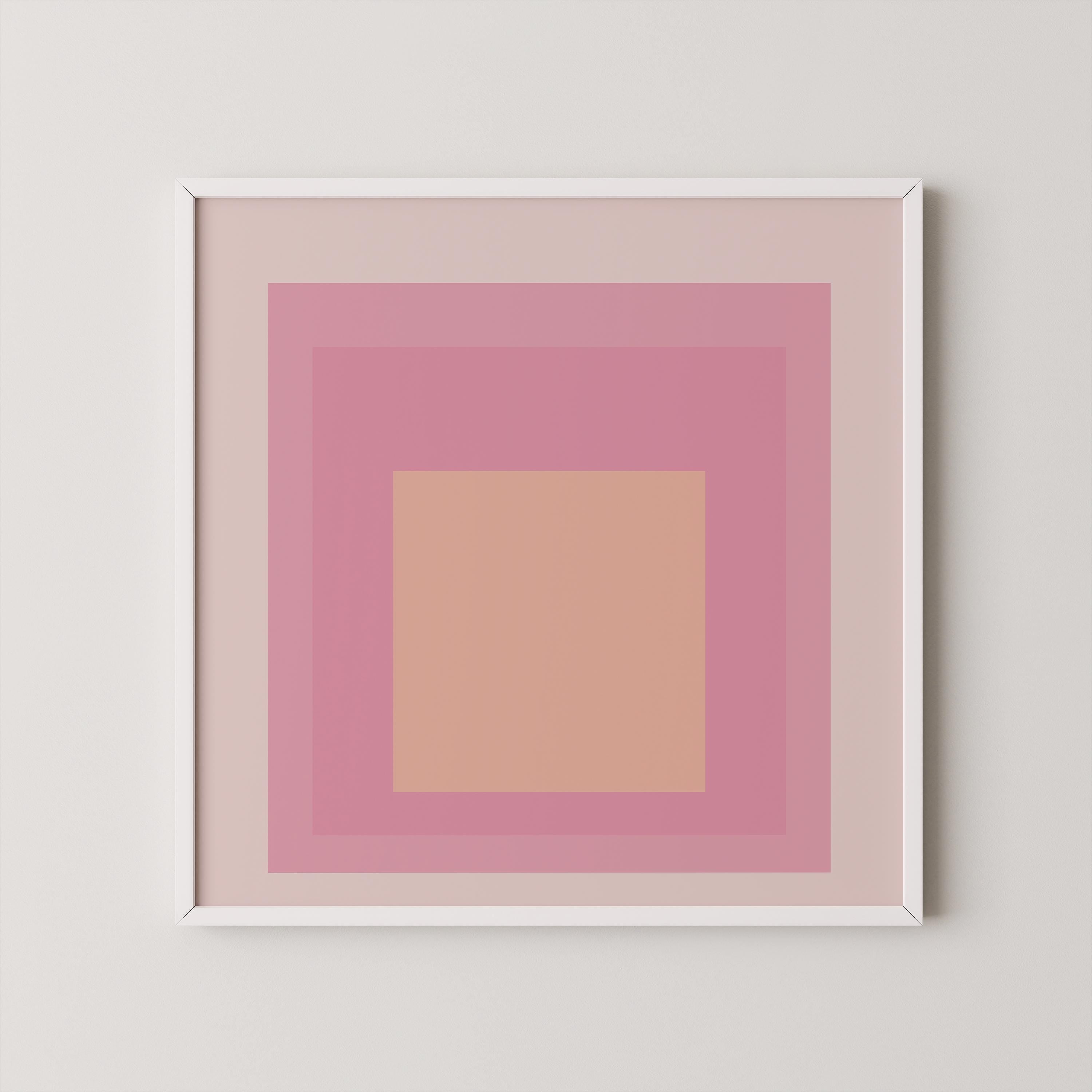 After Josef Albers - Patricia (Homage to the Square) PRINT | Midcentury Modern Art Print Pink and Cream available framed 1x1 - 9ArtPrints