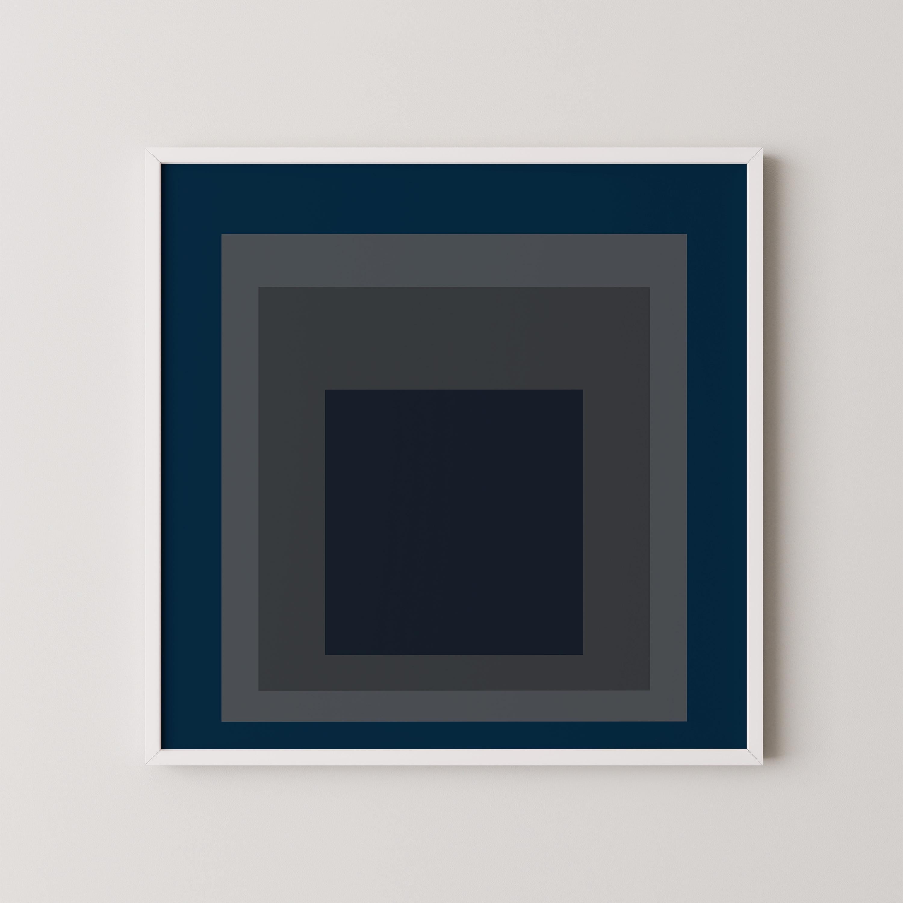 After Josef Albers - Pureheart (Homage to the Square) PRINT | Midcentury Modern Art in Blue and Grey available framed 1x1 - 9ArtPrints