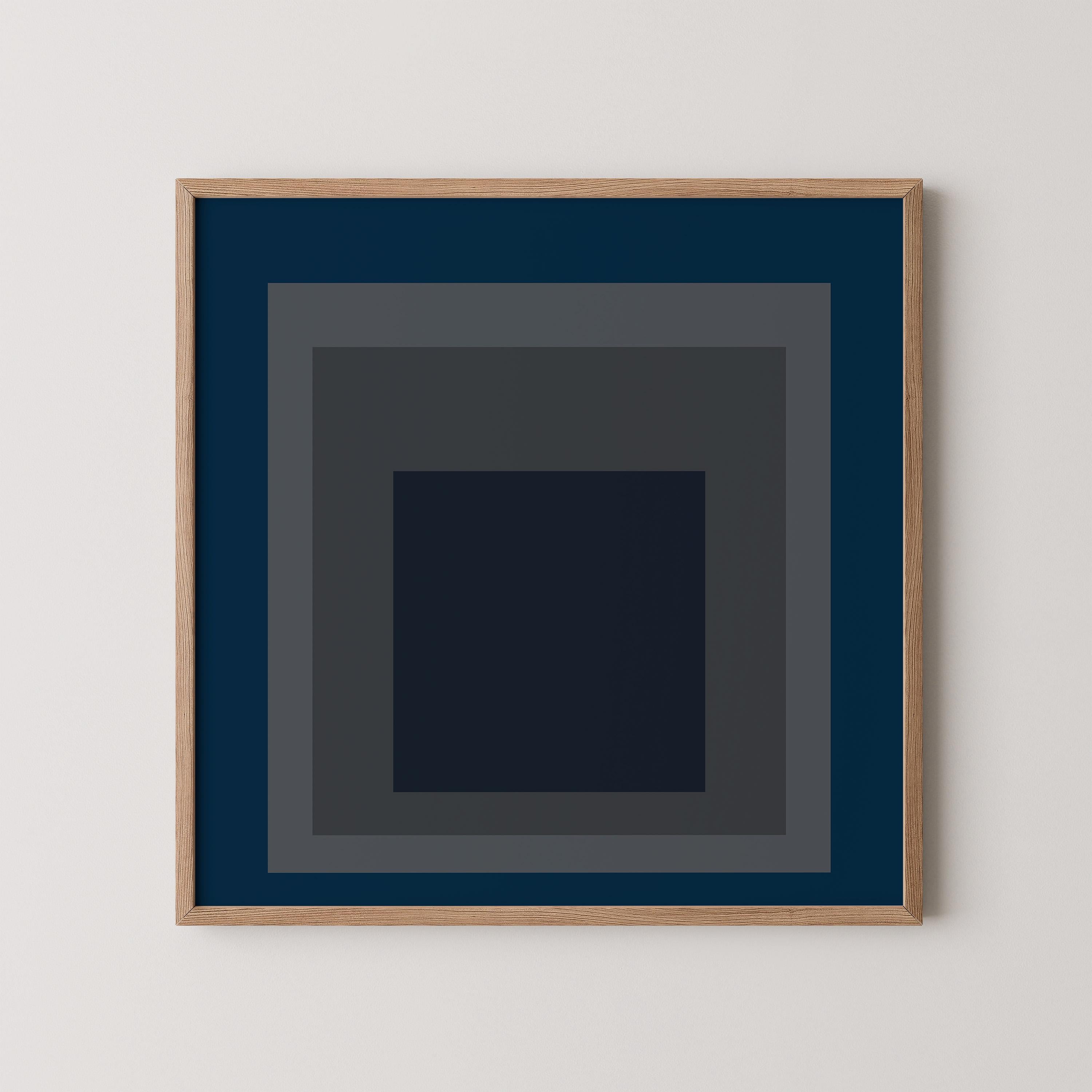 After Josef Albers - Pureheart (Homage to the Square) PRINT | Midcentury Modern Art in Blue and Grey available framed 1x1 - 9ArtPrints