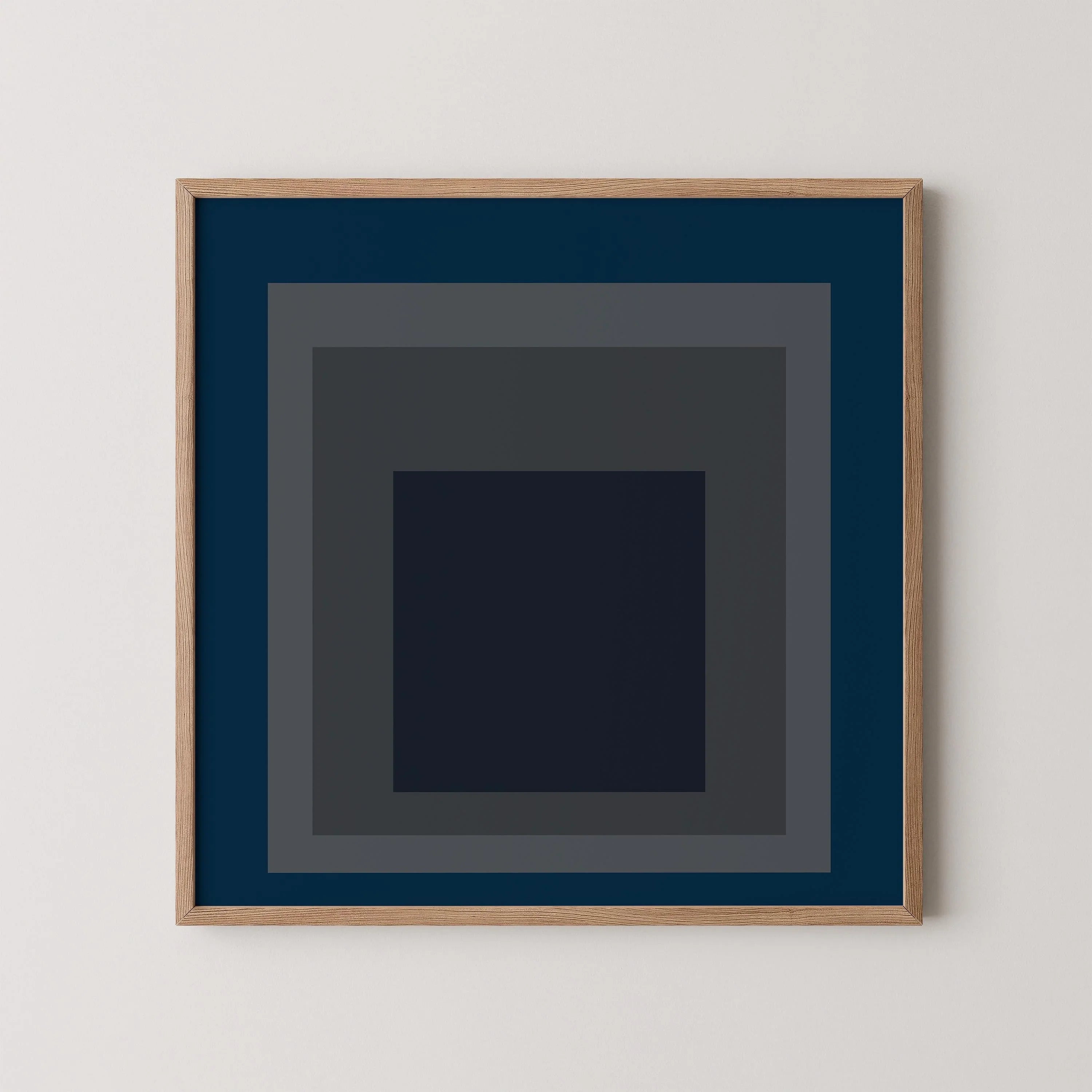 After Josef Albers - Pureheart (Homage to the Square) PRINT | Midcentury Modern Art in Blue and Grey available framed 1x1 - 9ArtPrints