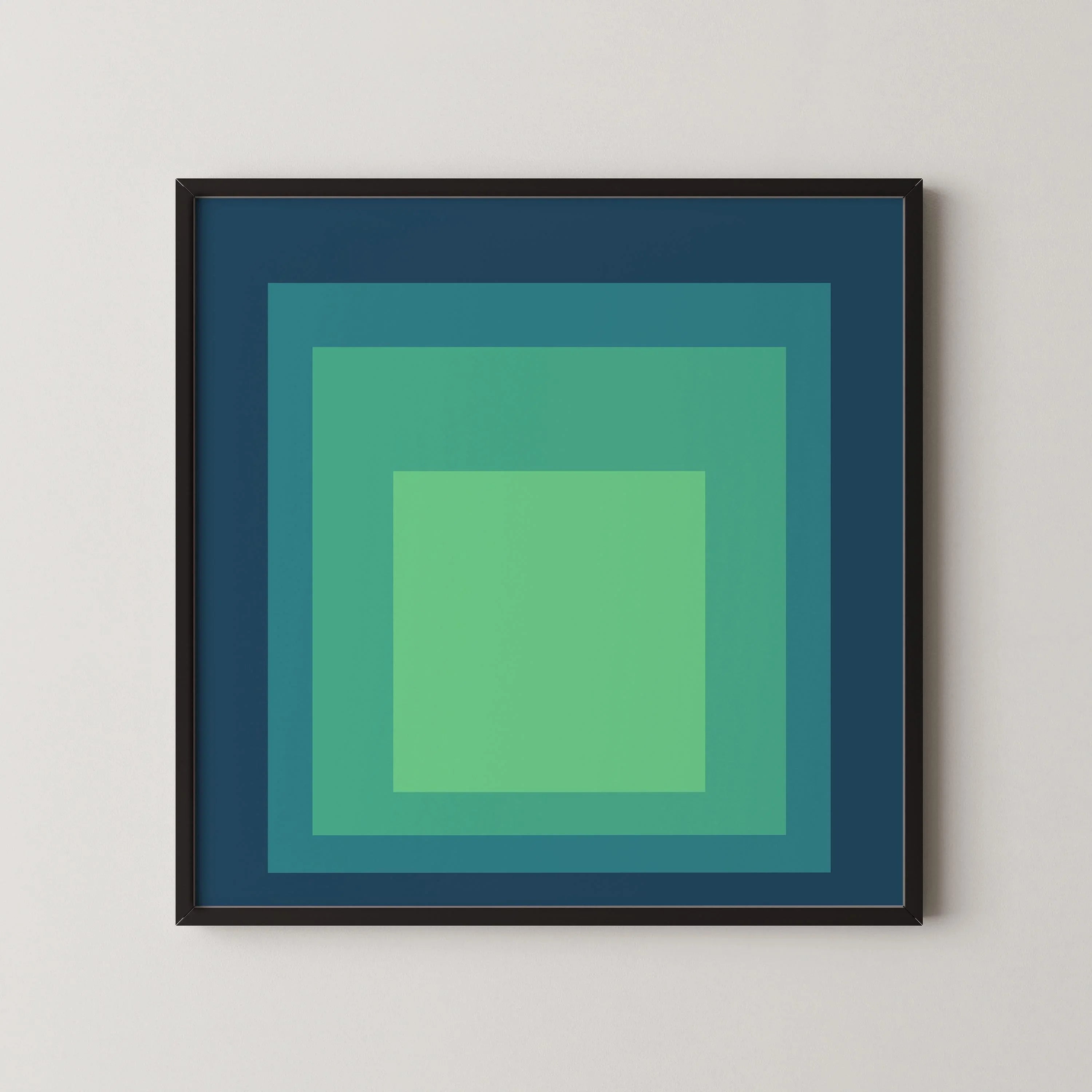After Josef Albers - Sarah (Homage to the Square) PRINT | Midcentury Modern Art in Blue and Green available framed 1x1 - 9ArtPrints