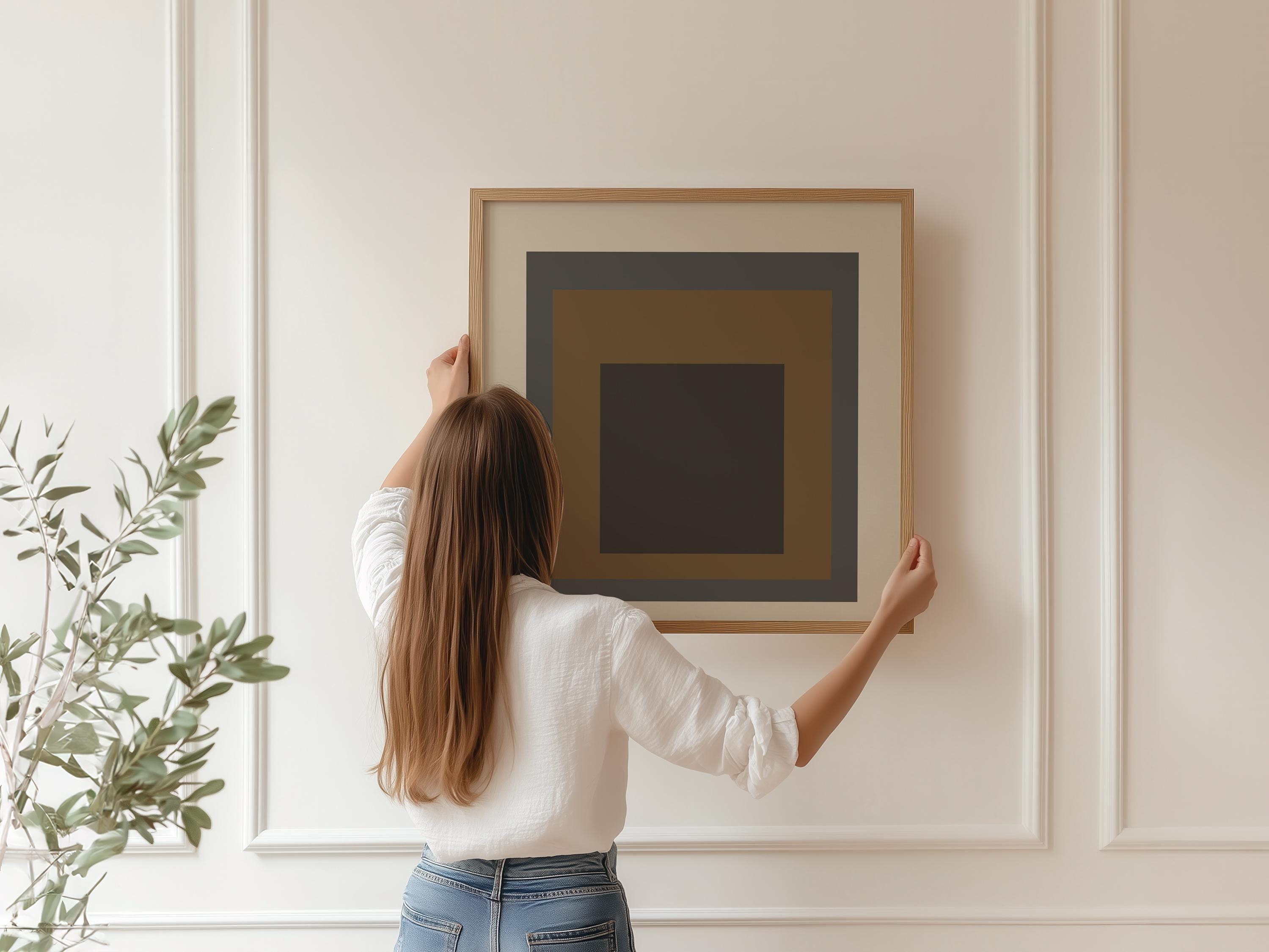 After Josef Albers - Sienna (Homage to the Square) PRINT | Midcentury Modern Art Beige Black Brown available framed 1x1 - 9ArtPrints