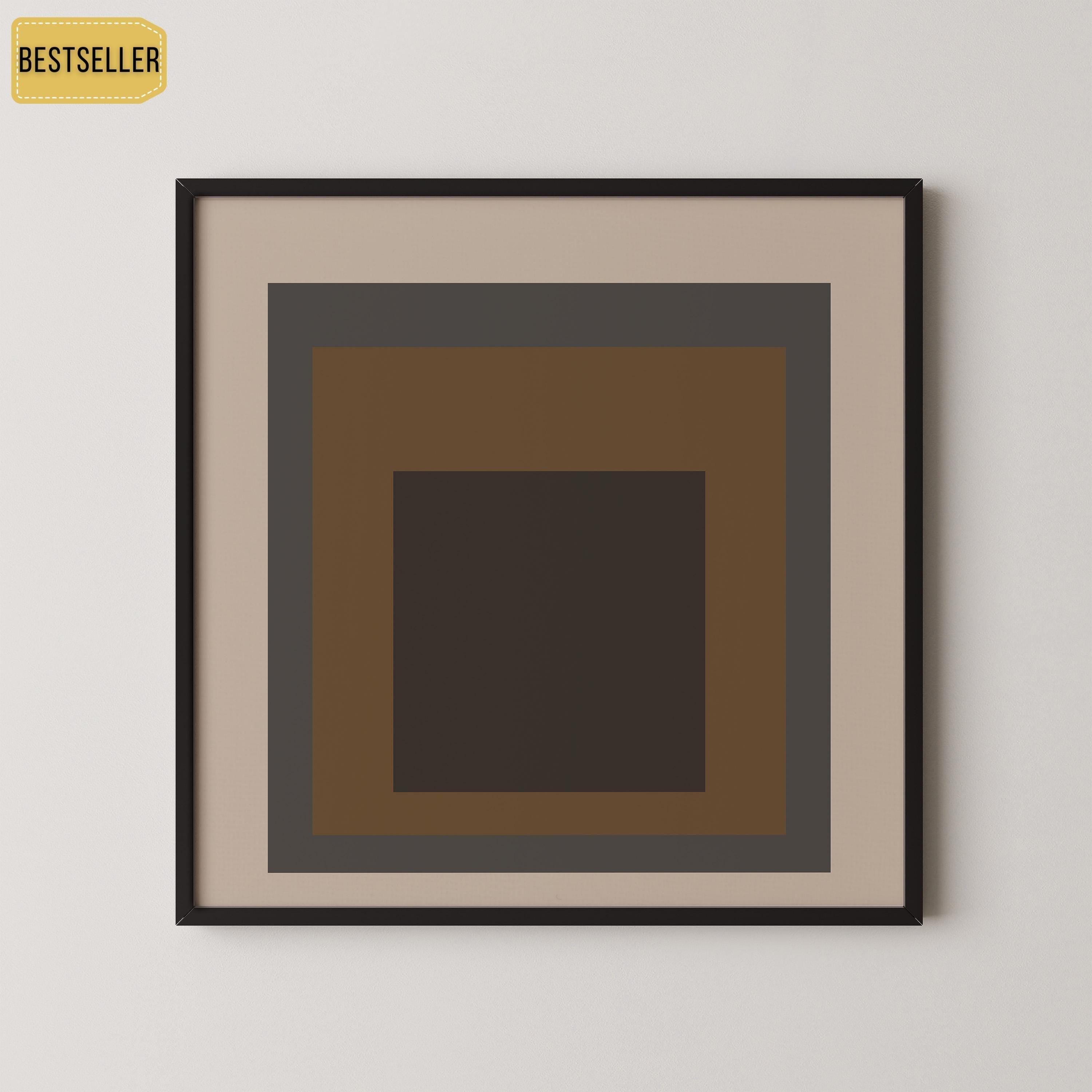 After Josef Albers - Sienna (Homage to the Square) PRINT | Midcentury Modern Art Beige Black Brown available framed 1x1 - 9ArtPrints