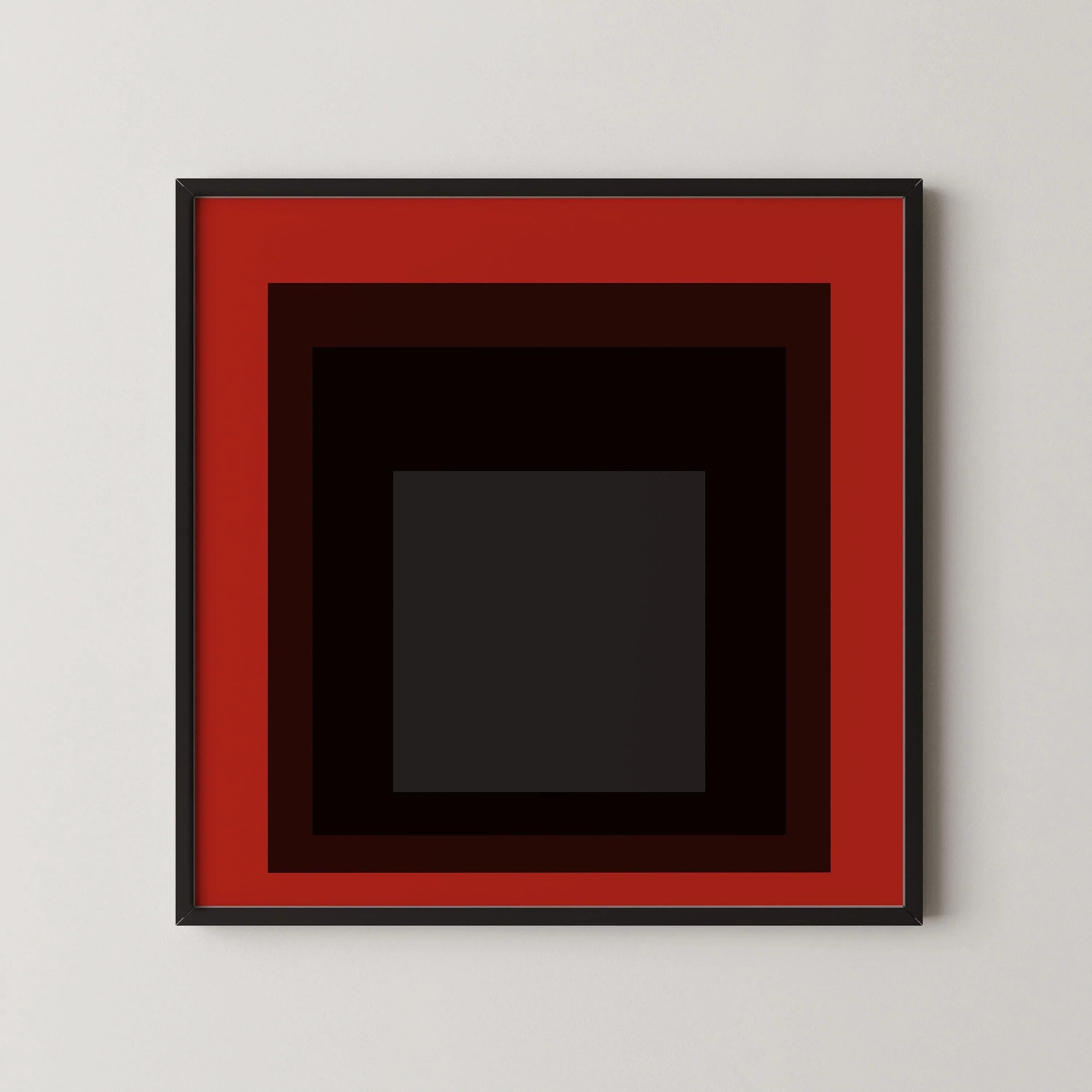 After Josef Albers - Sly (Homage to the Square) PRINT | Mid - century Modern Art Print in Red (available handframed) 1x1 - 9ArtPrints