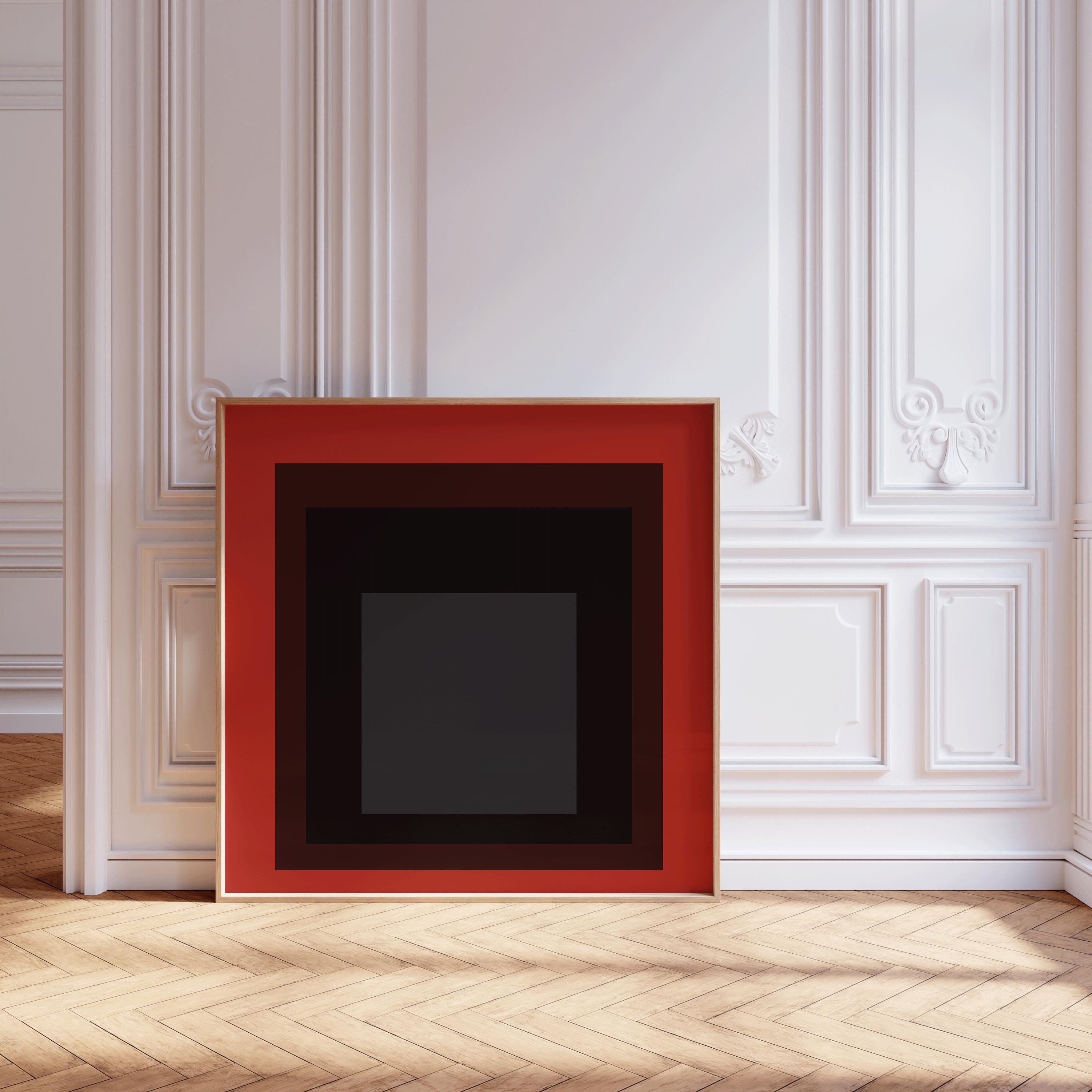 After Josef Albers - Sly (Homage to the Square) PRINT | Mid - century Modern Art Print in Red (available handframed) 1x1 - 9ArtPrints