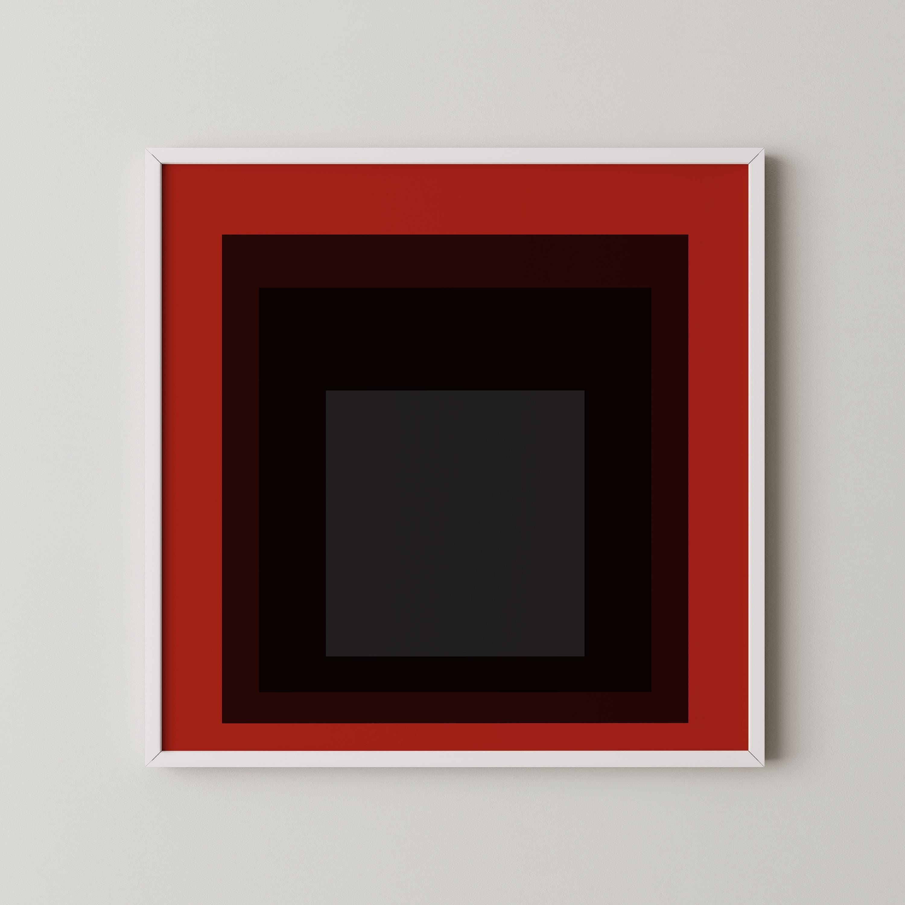 After Josef Albers - Sly (Homage to the Square) PRINT | Mid - century Modern Art Print in Red (available handframed) 1x1 - 9ArtPrints
