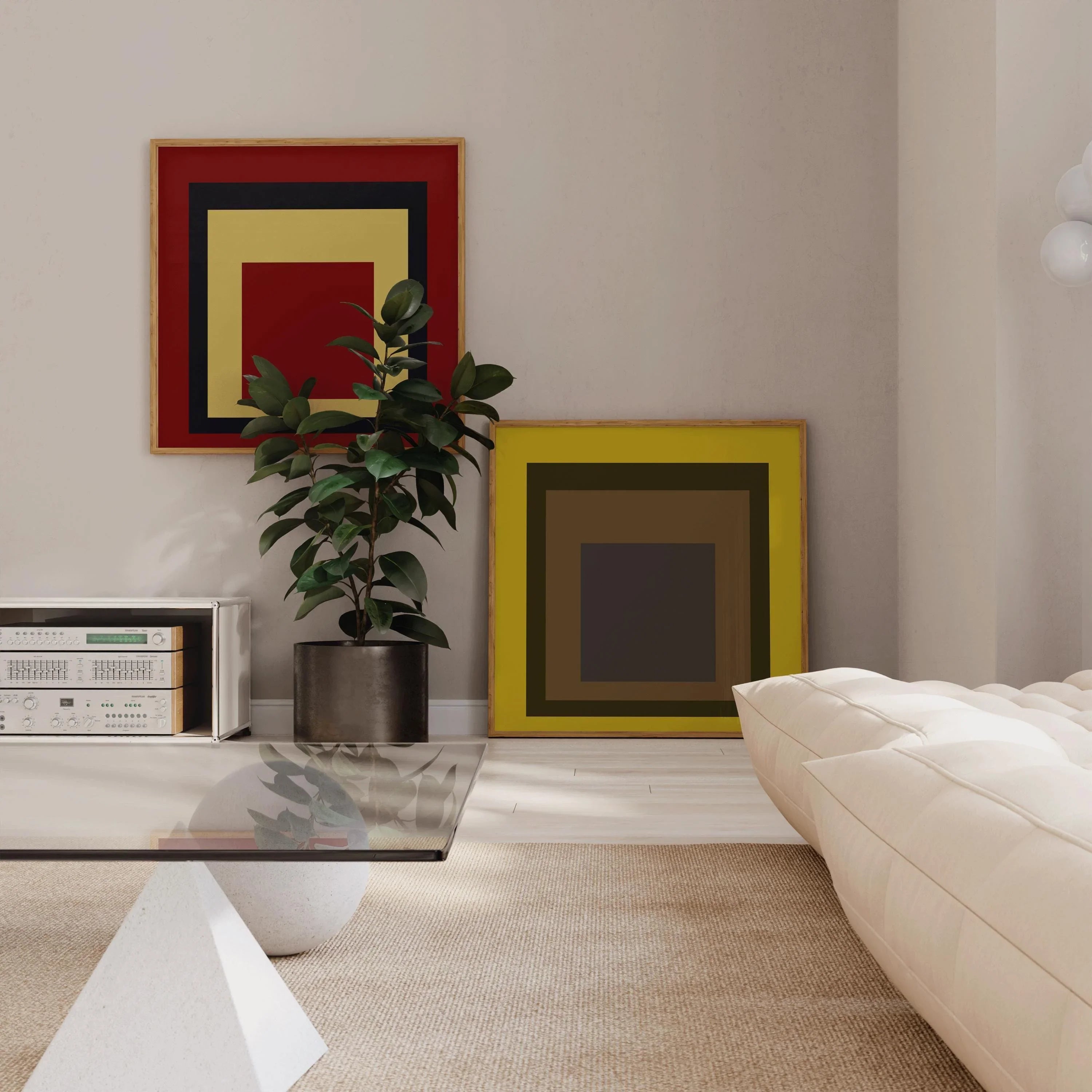 After Josef Albers STATEMENT DUO Uber Alles & Harvest | | Vintage Mid - century Art Homage to the Square available framed 1x1 - 9ArtPrints