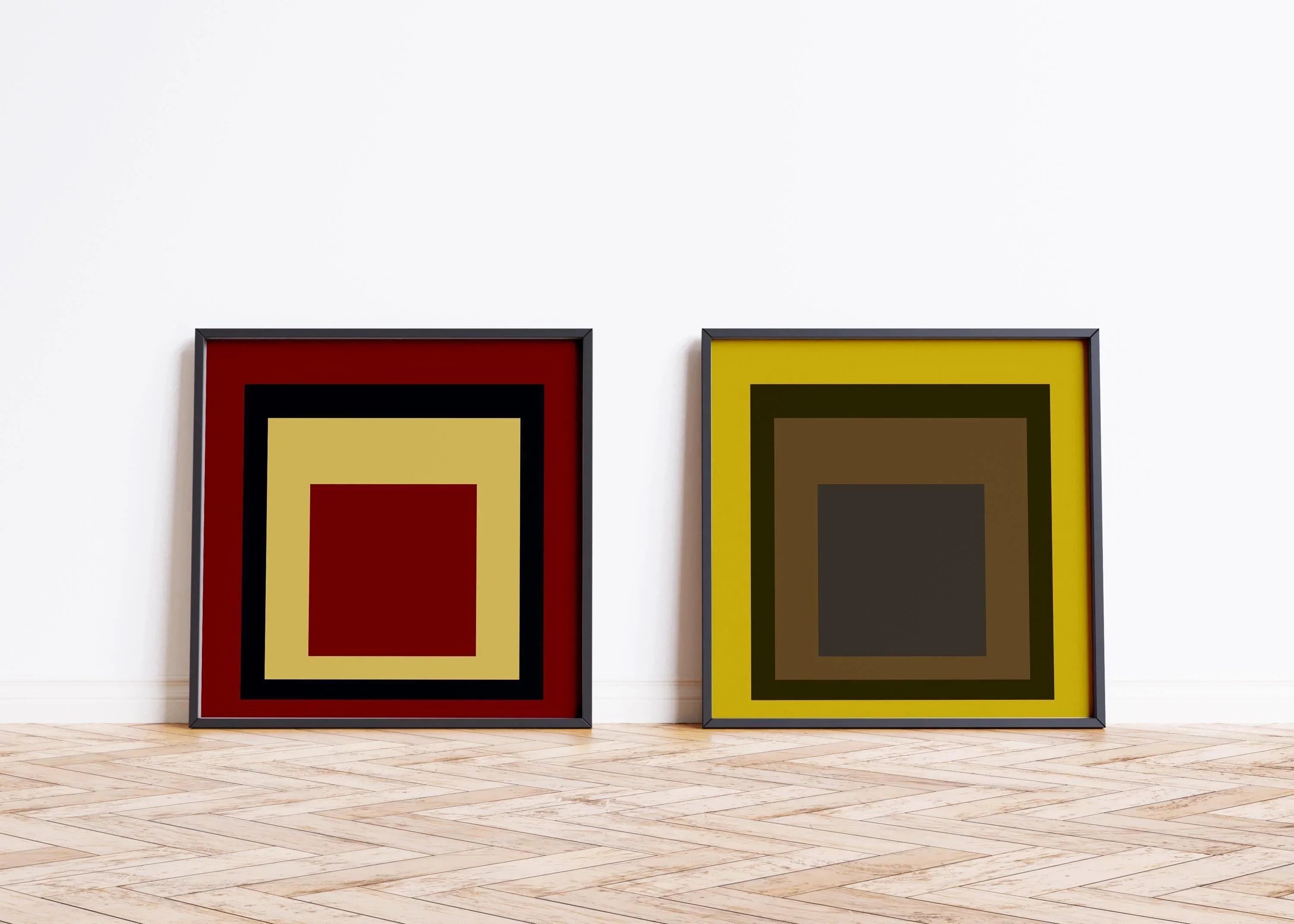 After Josef Albers STATEMENT DUO Uber Alles & Harvest | | Vintage Mid - century Art Homage to the Square available framed 1x1 - 9ArtPrints