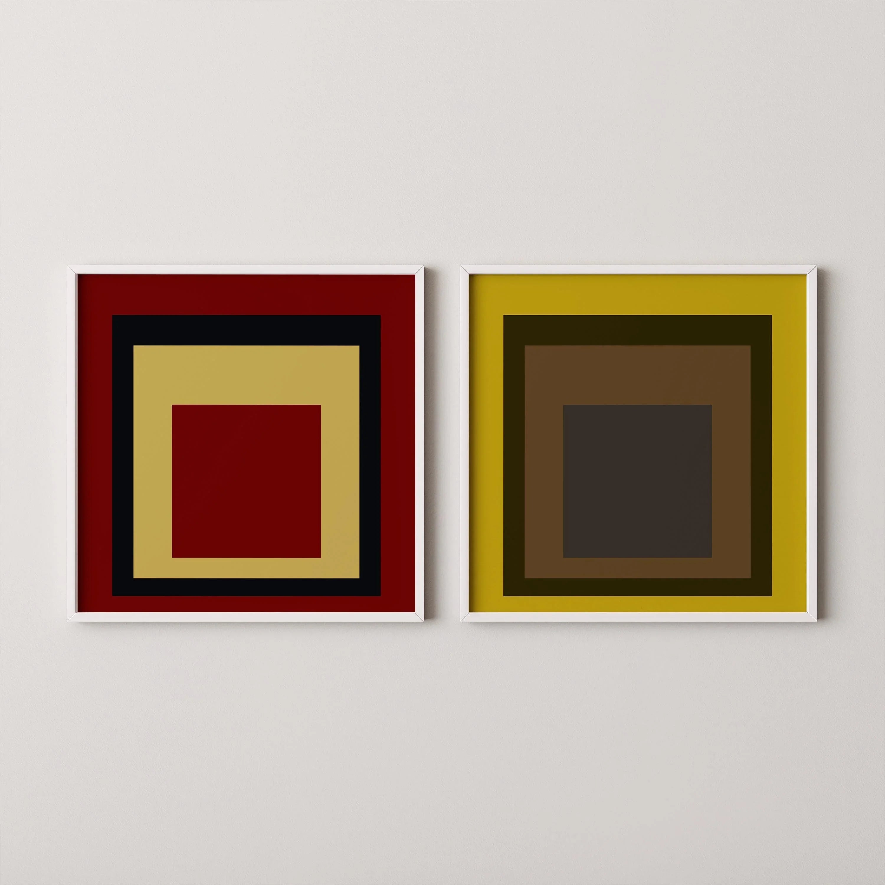 After Josef Albers STATEMENT DUO Uber Alles & Harvest | | Vintage Mid - century Art Homage to the Square available framed 1x1 - 9ArtPrints
