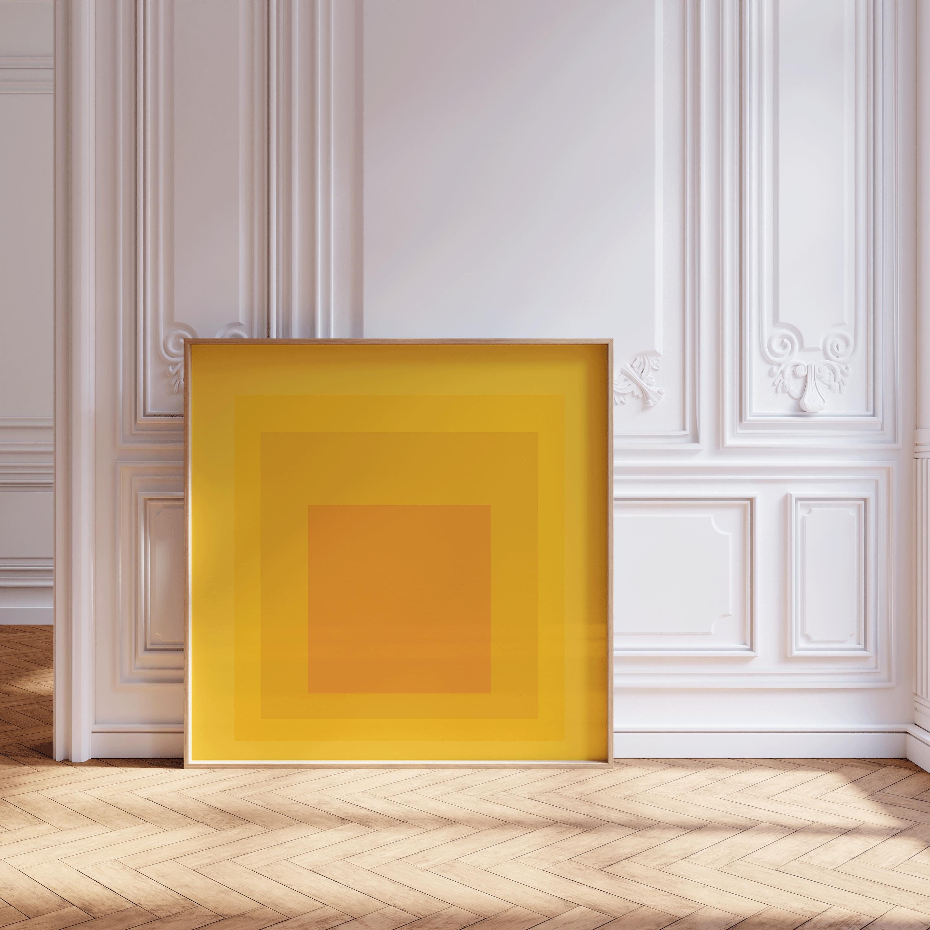 After Josef Albers - Taos (Homage to the Square) PRINT | Mid - century Modern Art Print in Yellow Orange (available framed) 1x1 - 9ArtPrints