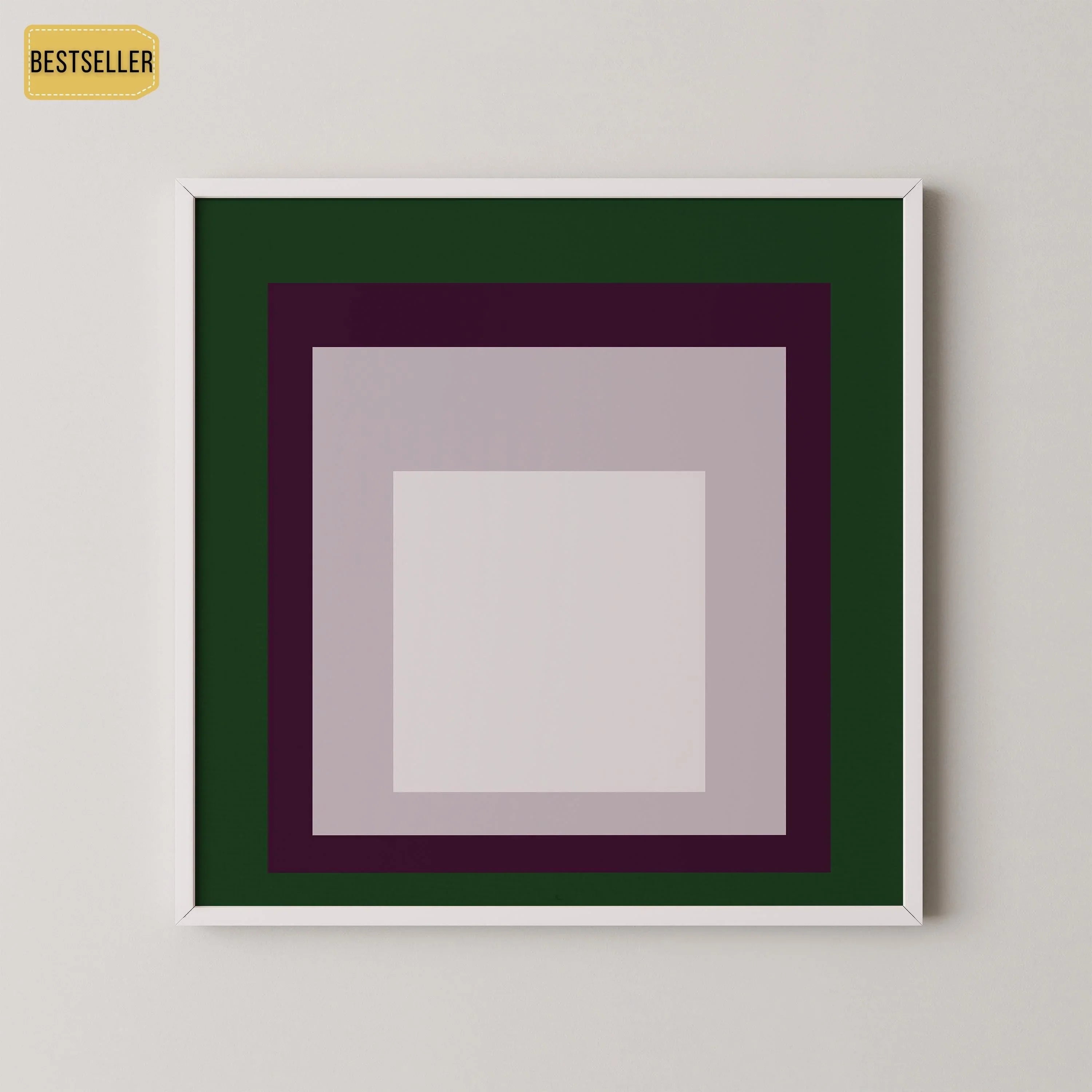 After Josef Albers - Temple (Homage to the Square) PRINT | Midcentury Modern Art Green Purple White available framed 1x1 - 9ArtPrints